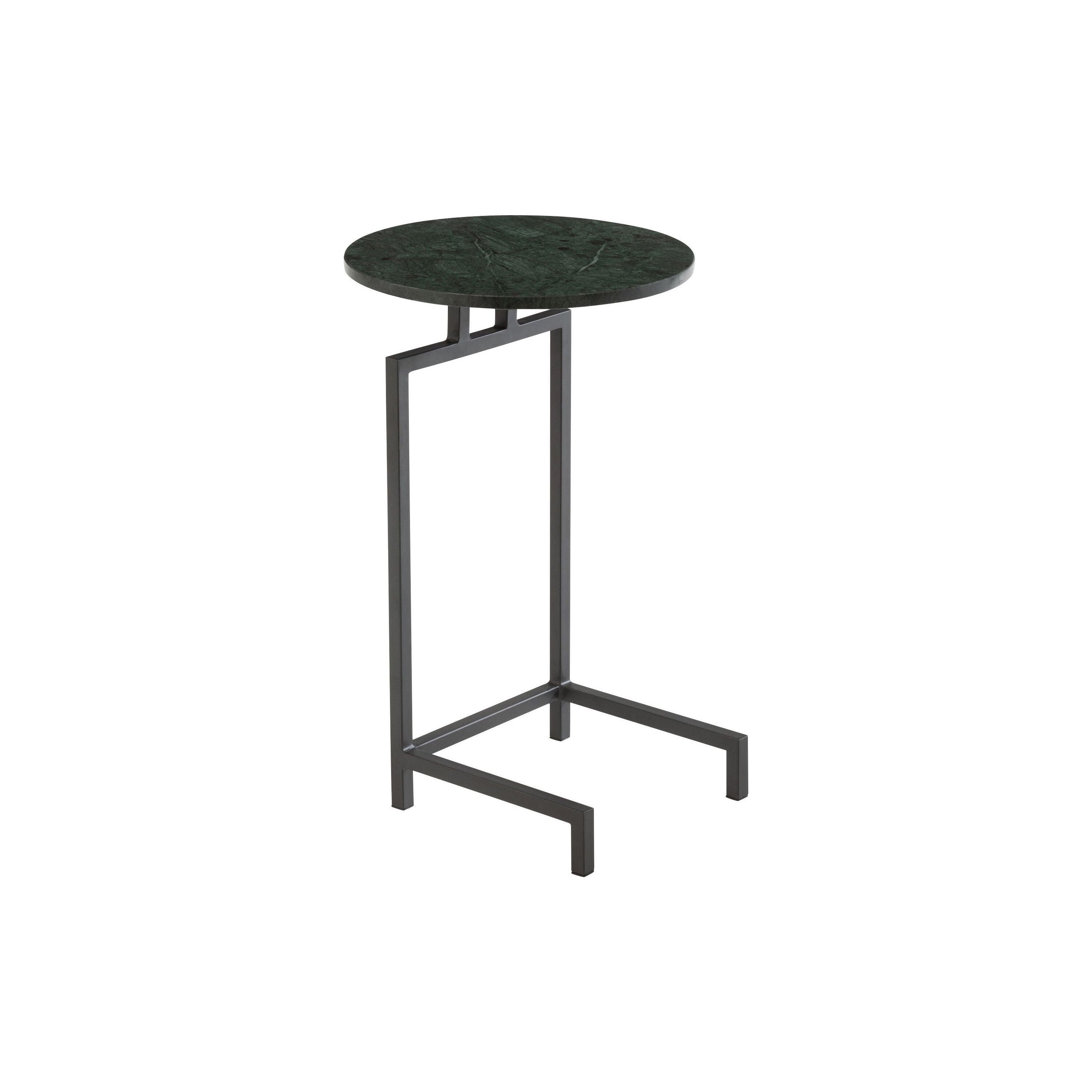 Side table Round Marble/iron Green/black