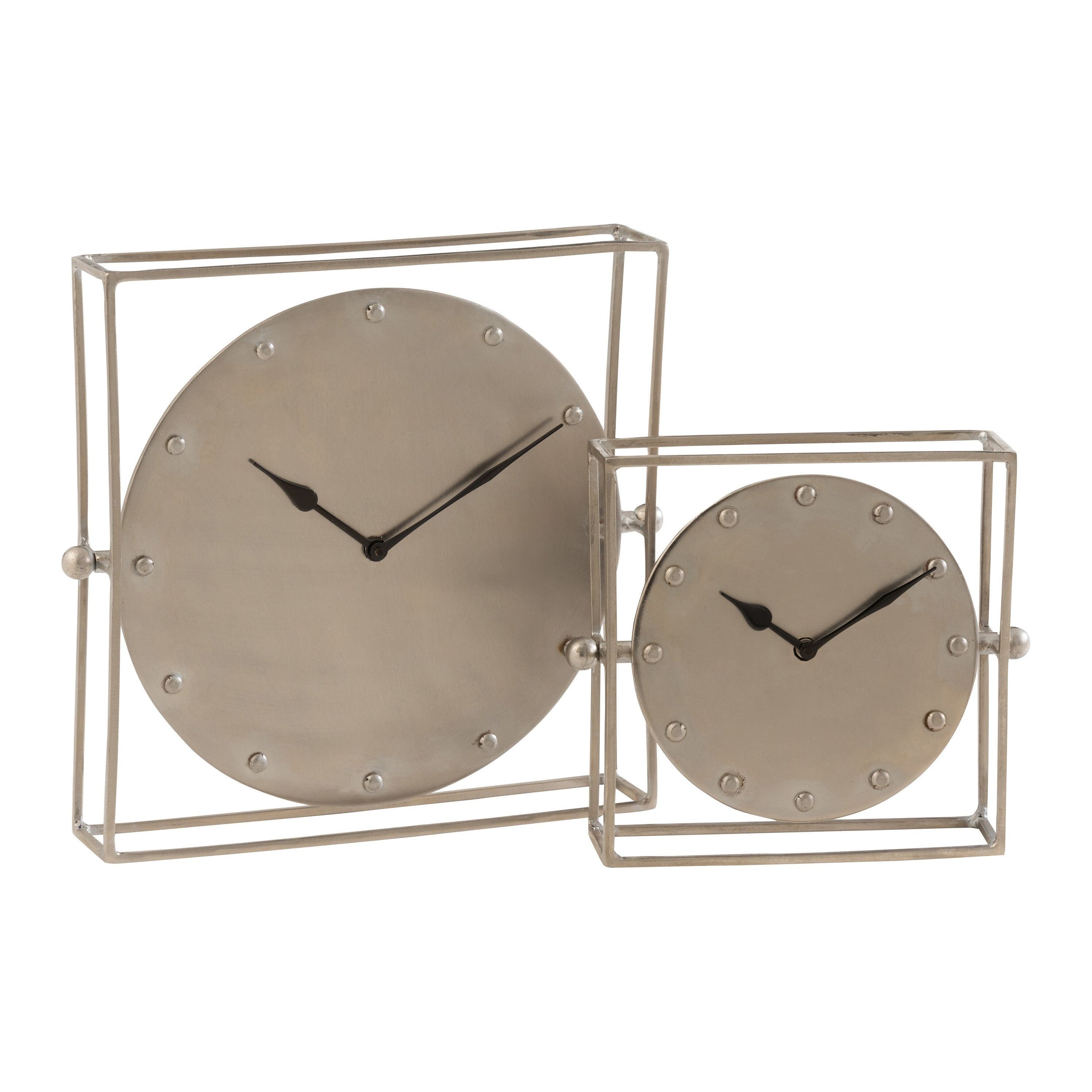 Clock Square Floating Iron Silver Large