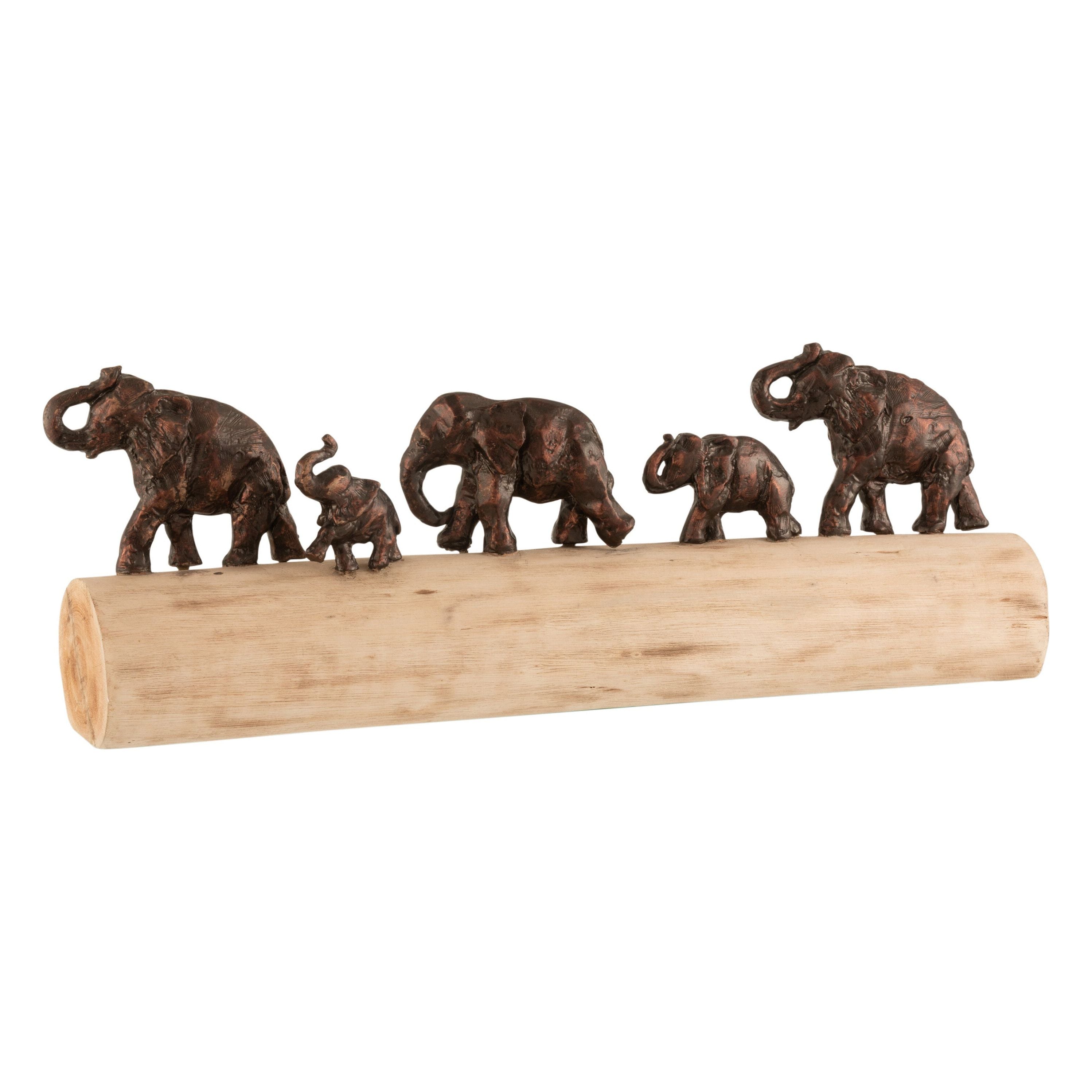 Figure Elephants Row Mango Wood Aluminum Bronze