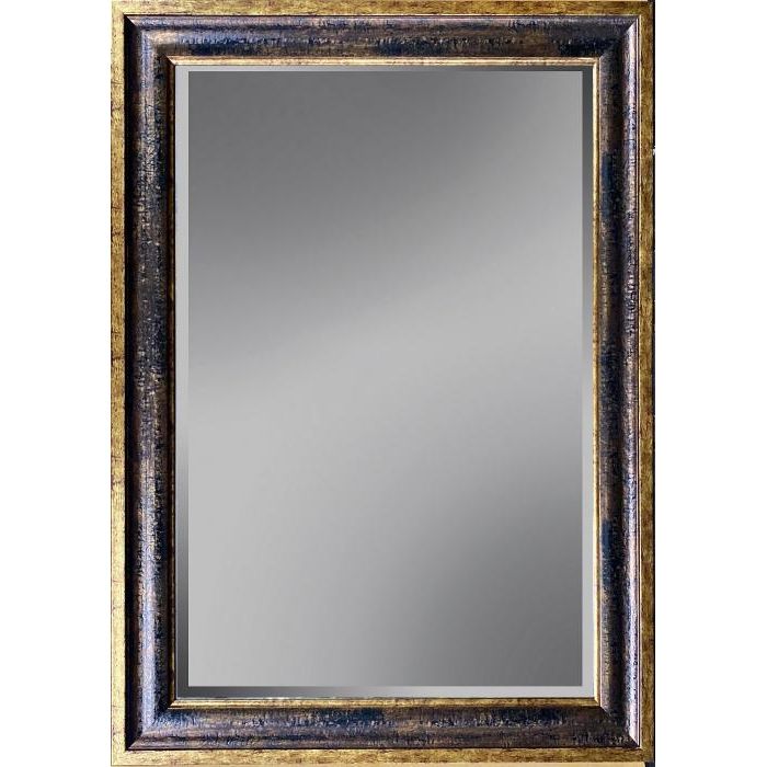Mirror with facet, brown with gold 54x154 cm