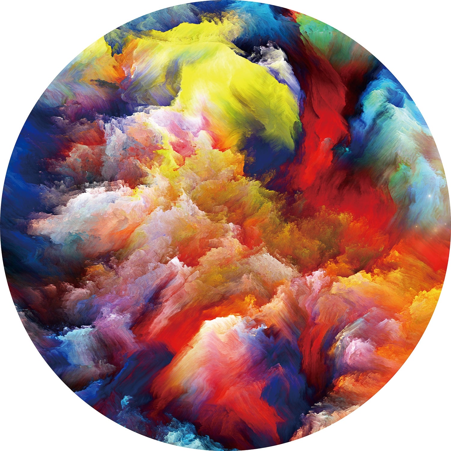 Colored Clouds - Round glass painting
