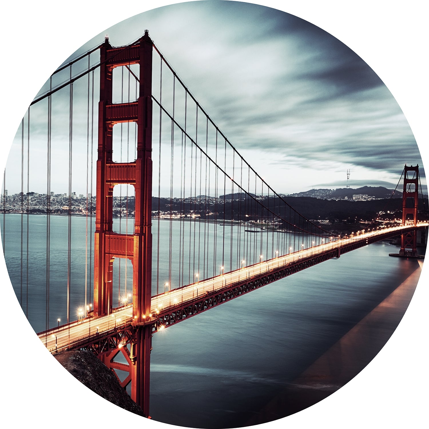 Rond glasschilderij - Golden Gate Bridge