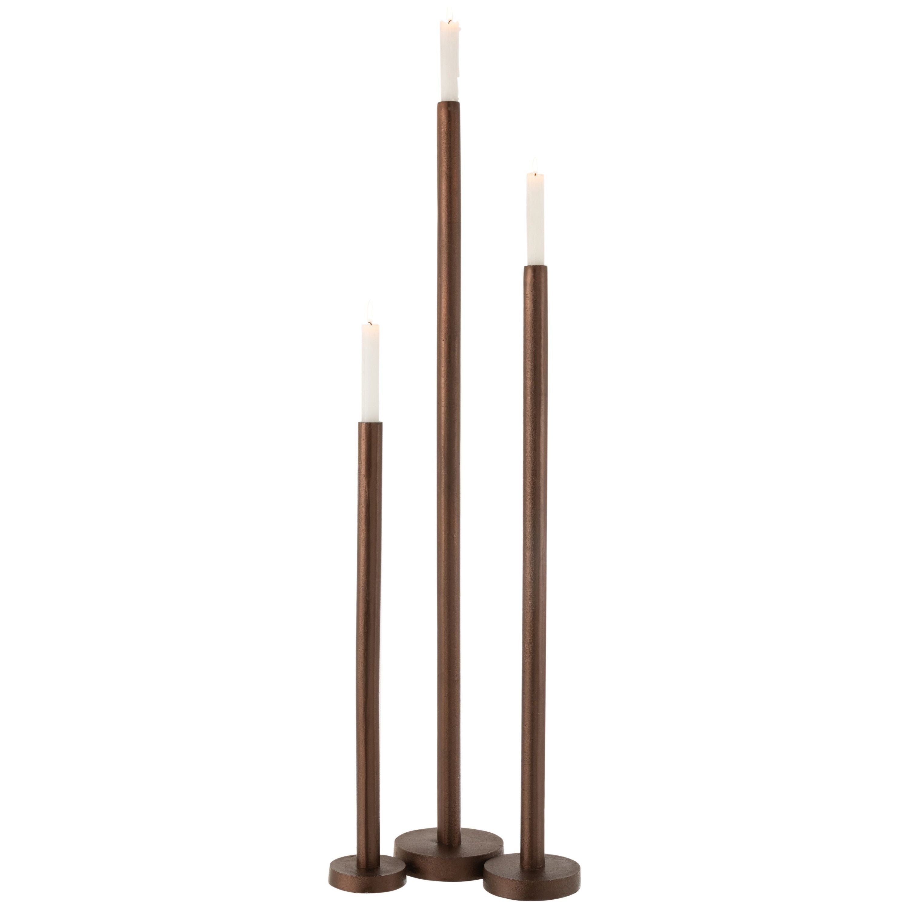 Candlesticks High Modern Metal Matt Dark Brown