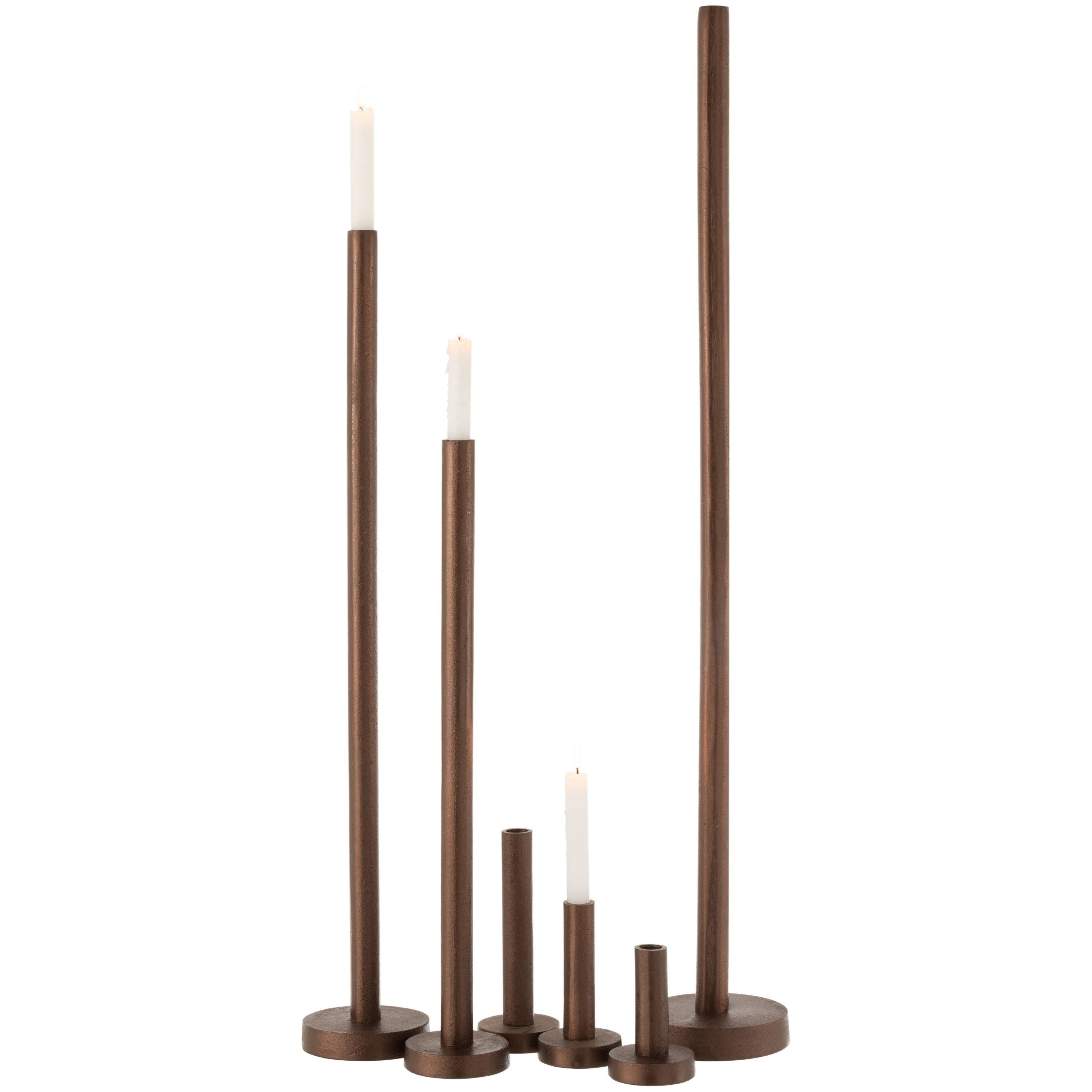 Candlesticks High Modern Metal Matt Dark Brown