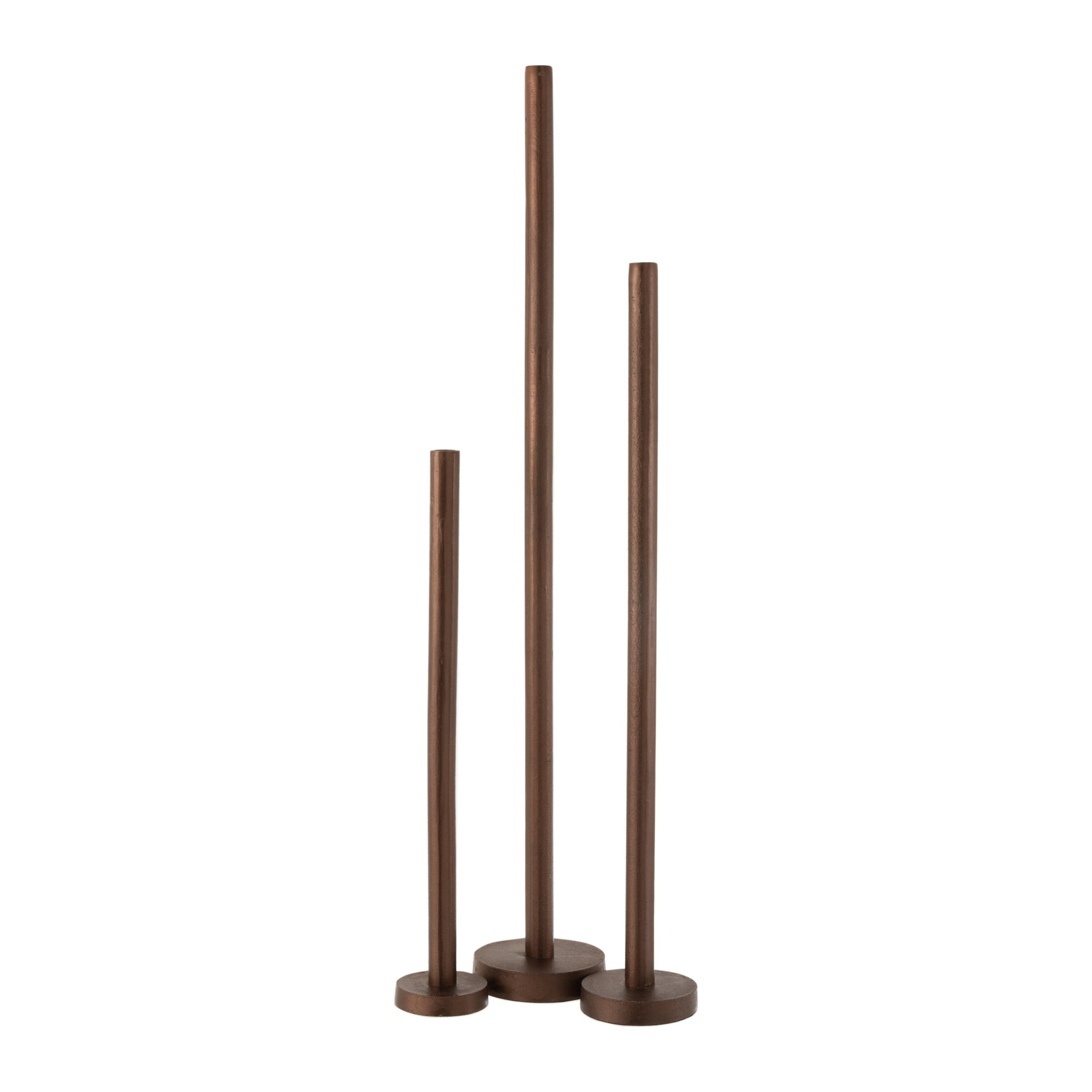 Candlesticks High Modern Metal Matt Dark Brown