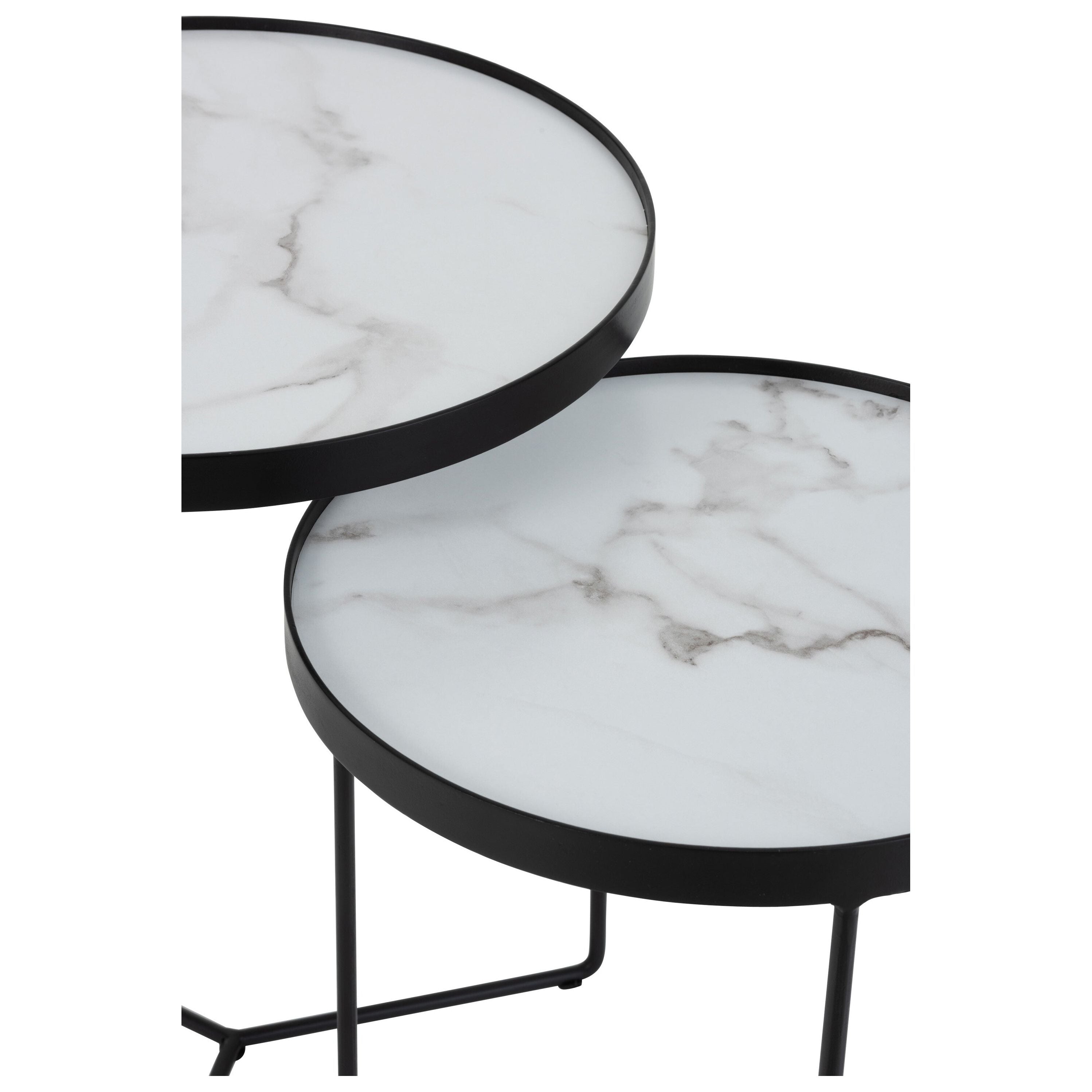 Side tables Round MDF/iron Black/white Marble