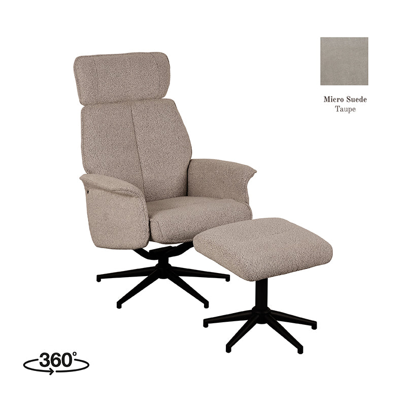 LABEL51 Fauteuil Verdal - Taupe - Micro Suede - Incl.