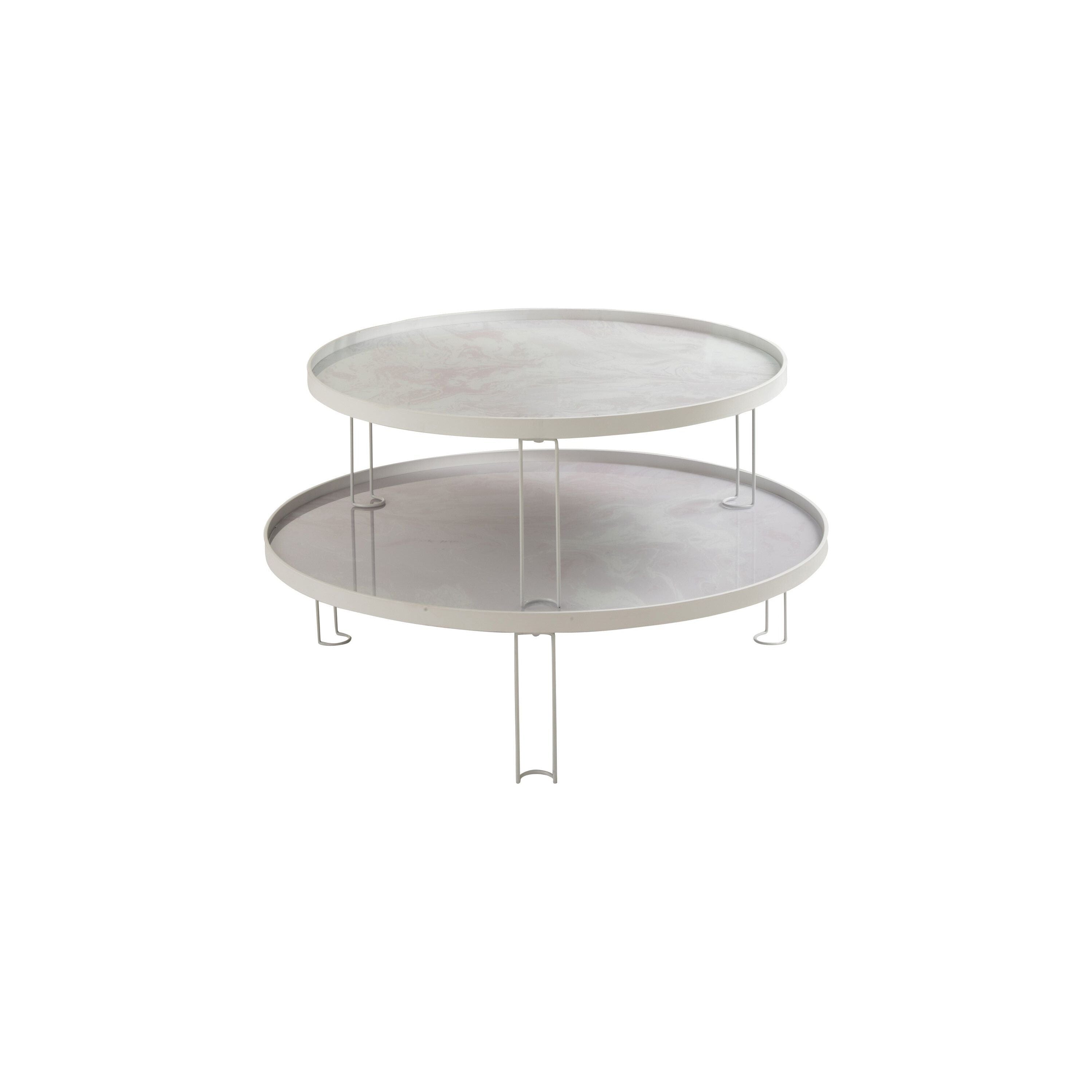 Tables Marble Effect Iron/Glass White