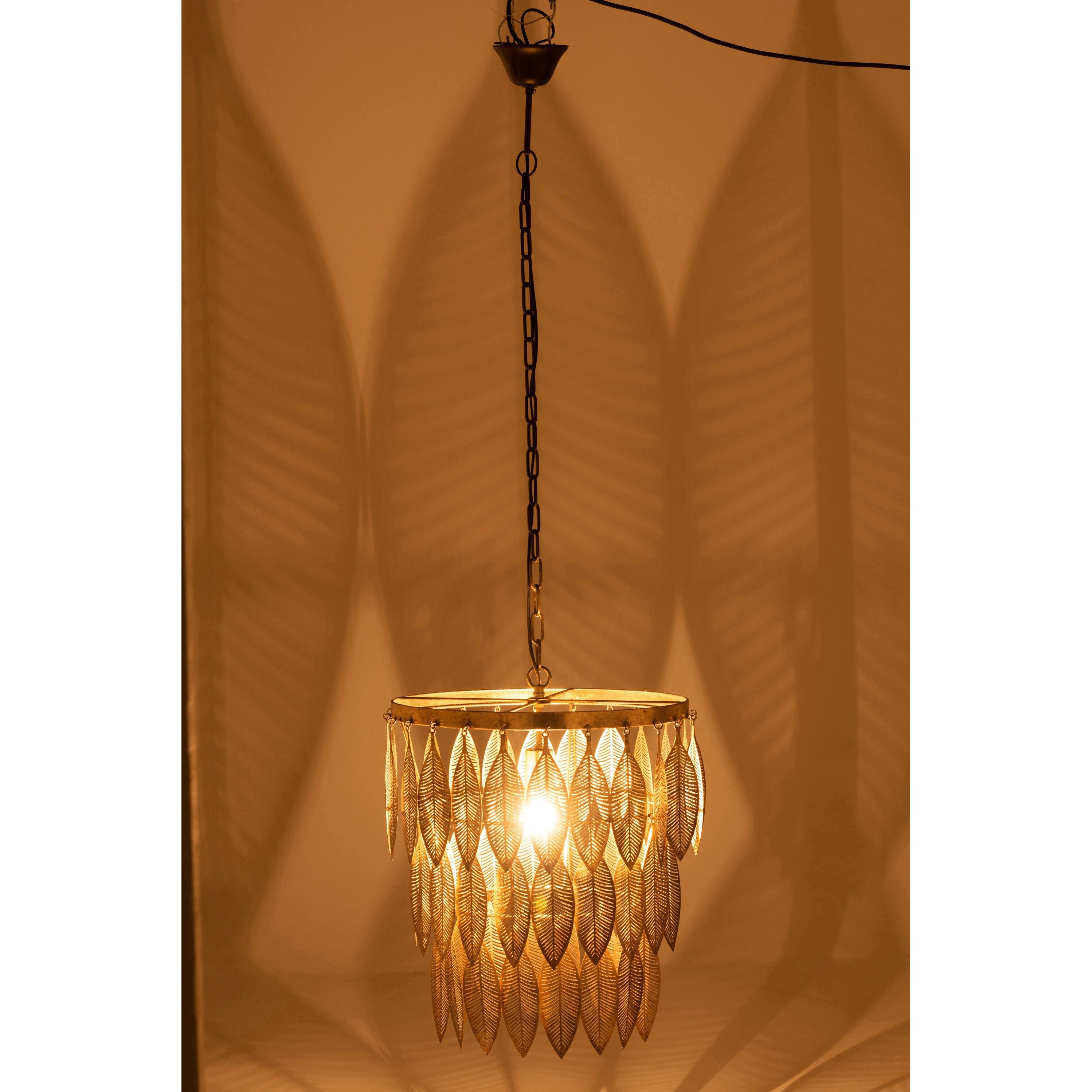 Hanging Lamp Leaves Metal Gold