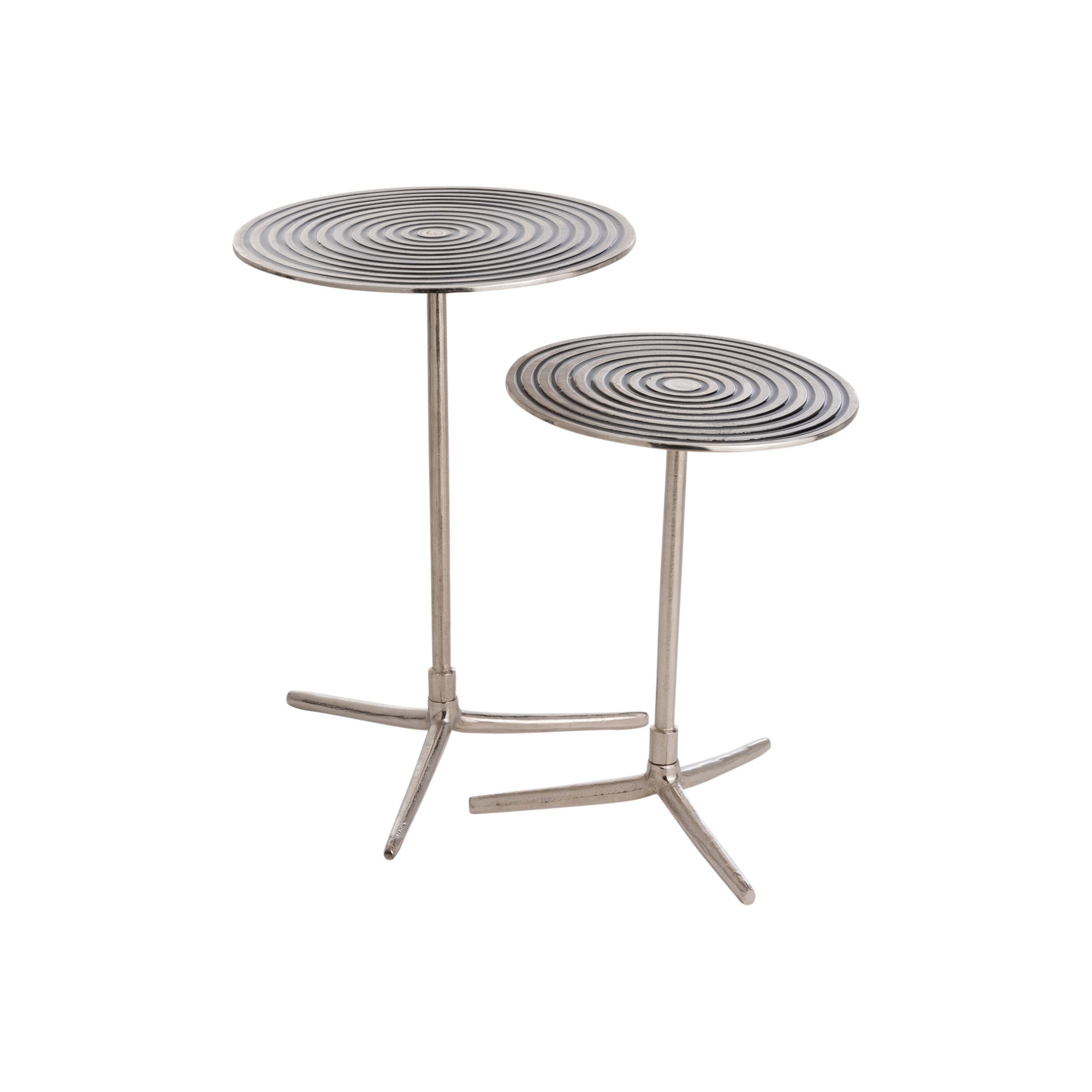 Set Of Two Side Tables Around Circles Aluminum