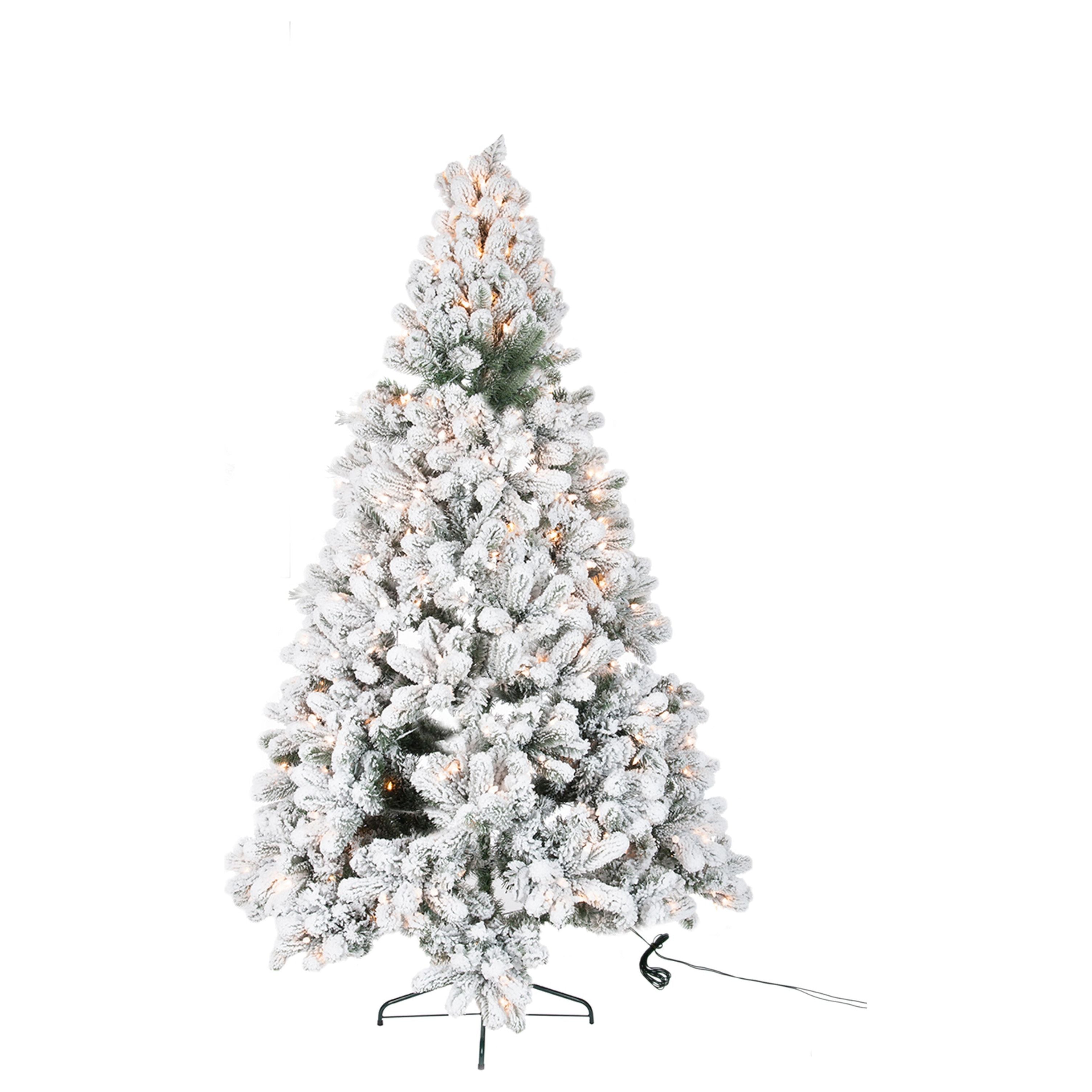 Christmas tree+LED Lights Snowy Plastic Green/white