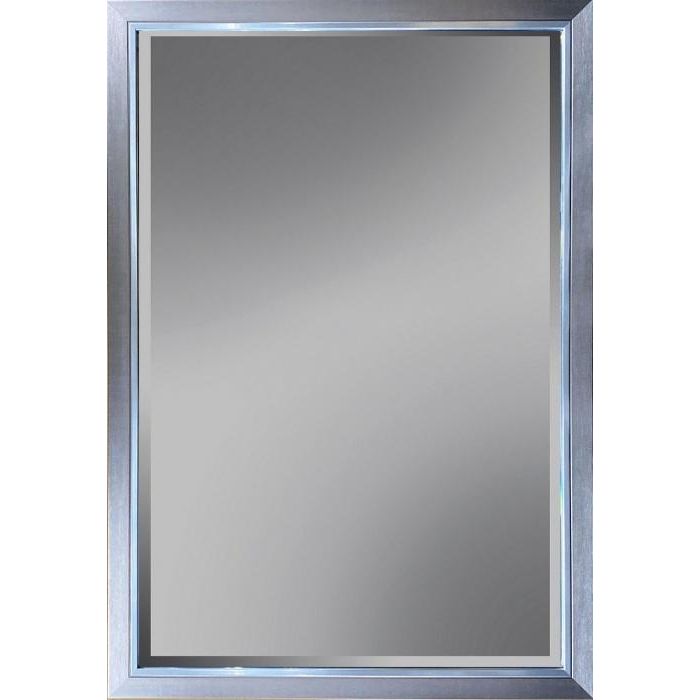 Mirror with facet, metallic champagne with silver trim 68x98