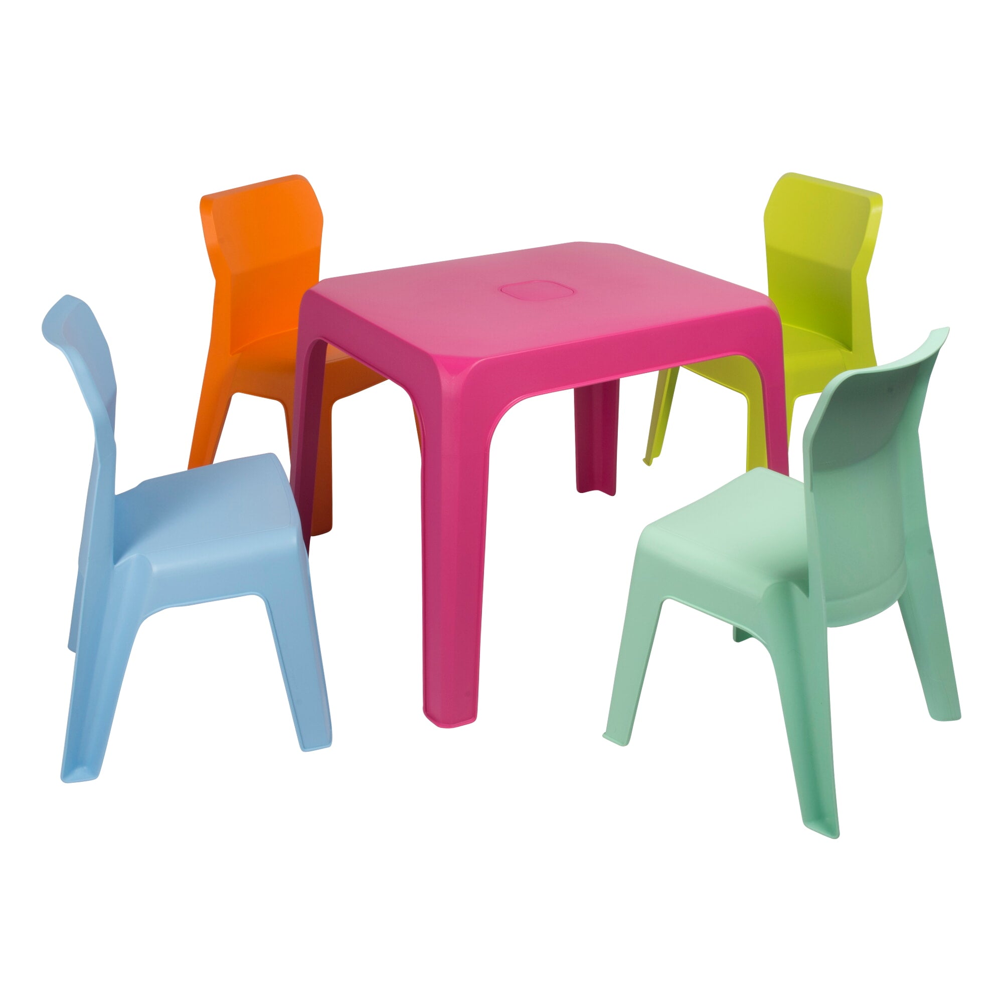 Garbar kinderstoel en tafel set 4+1 hemelsblauw oranje