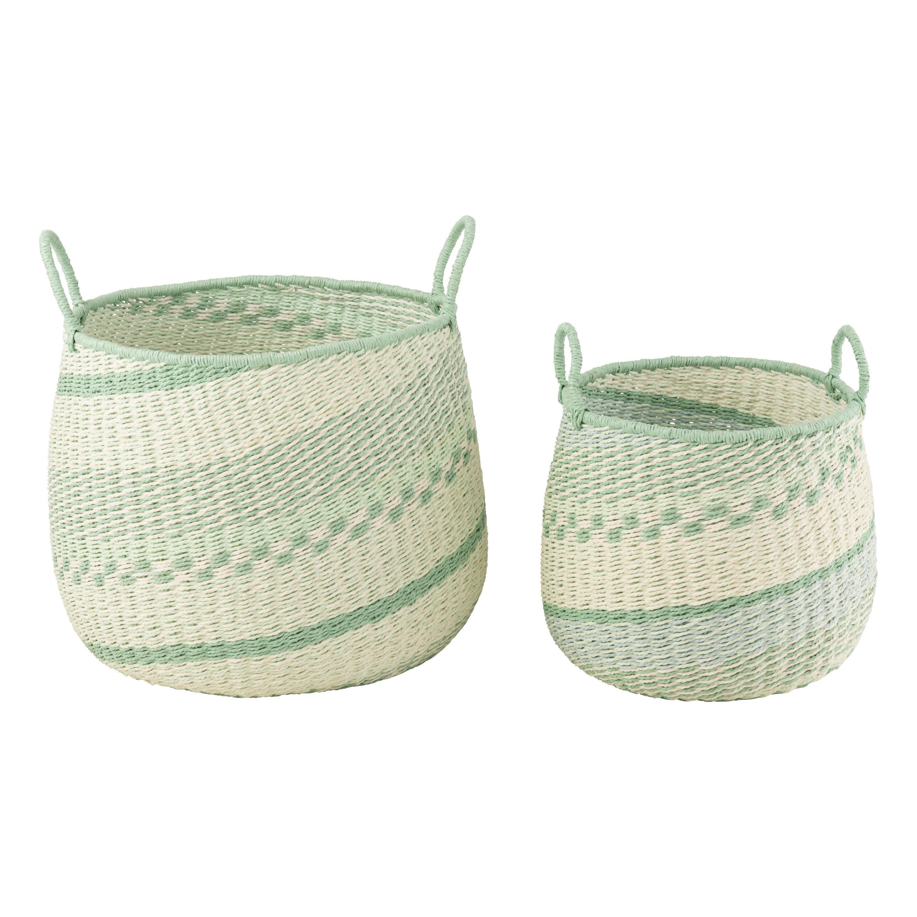 Basket + handles Seagrass Beige/green