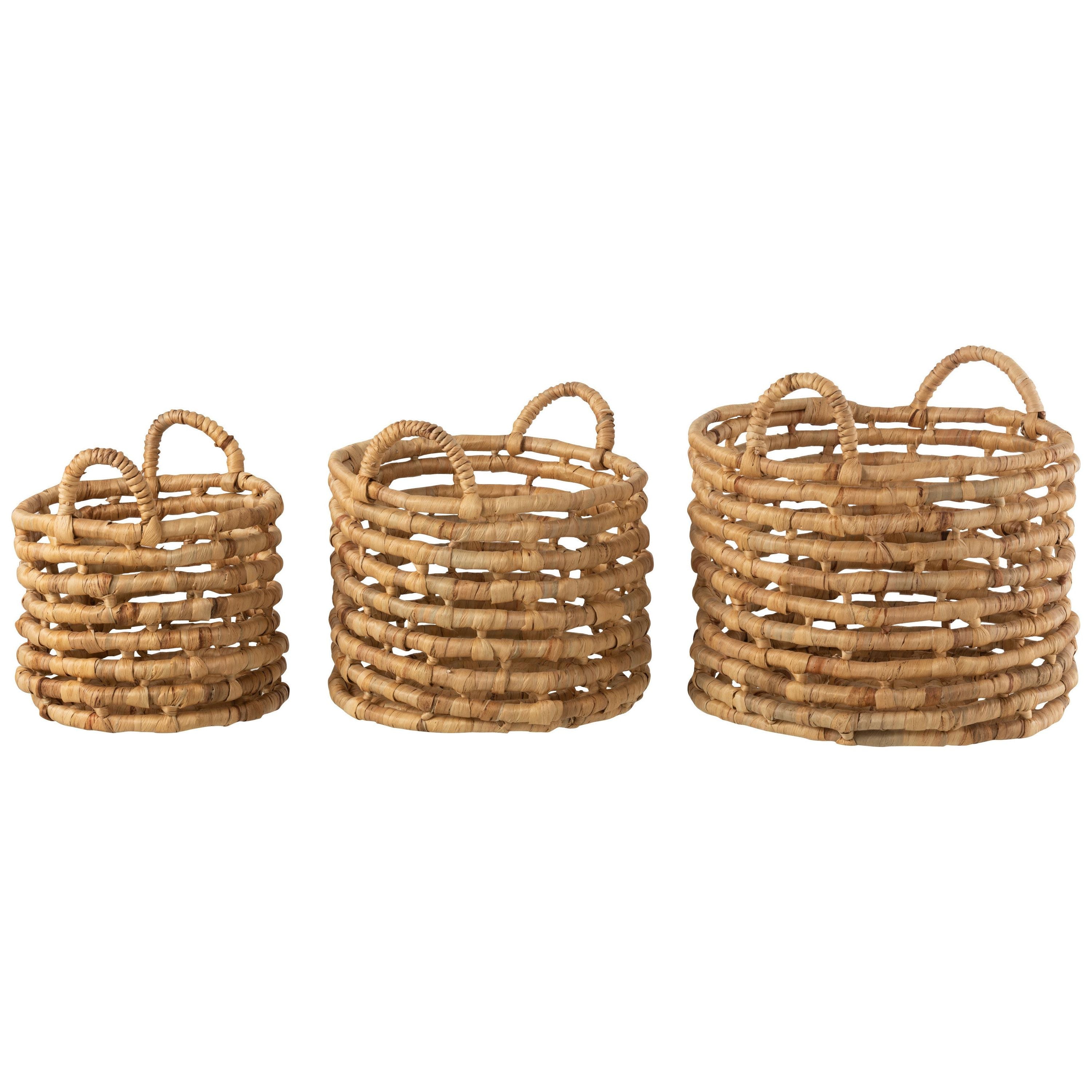 Baskets Open Round Water Hyacinth Natural
