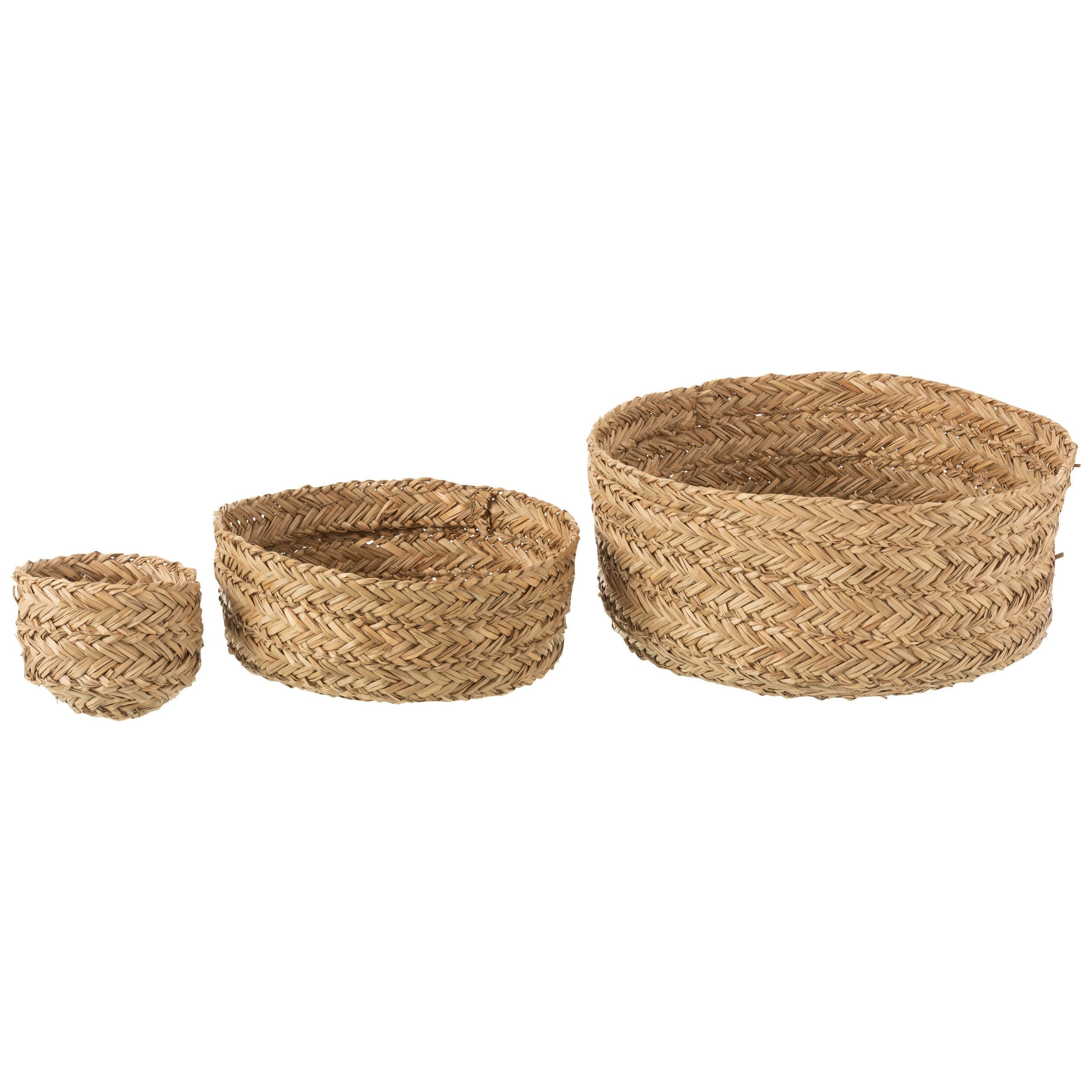 Set Of 6 Baskets Round Seagrass Natural