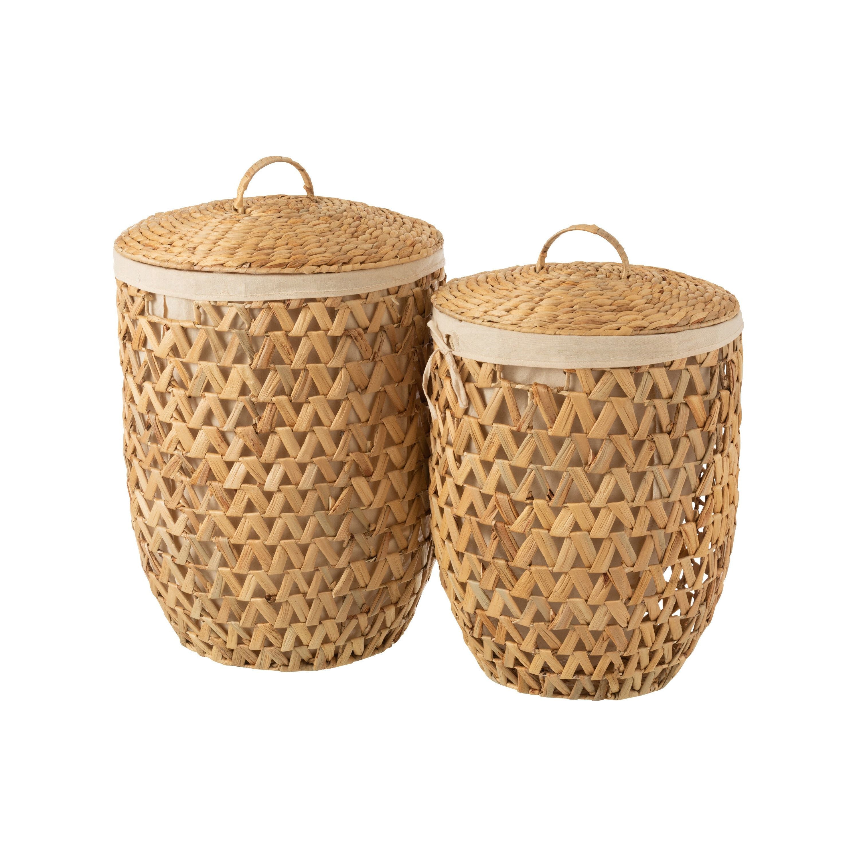 Laundry Baskets + Lid Water Hyacinth Natural