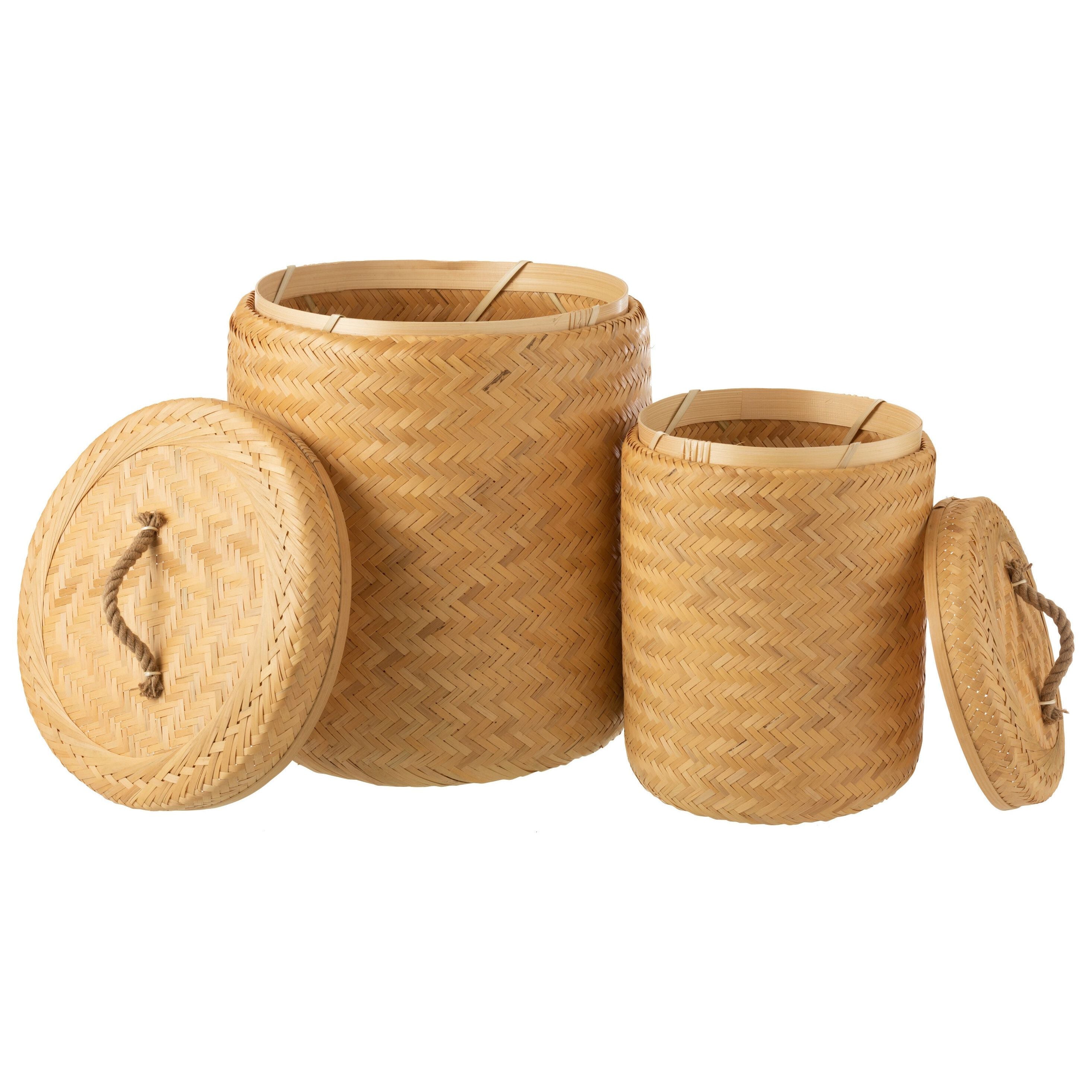 Storage Baskets Round Bamboo Natural