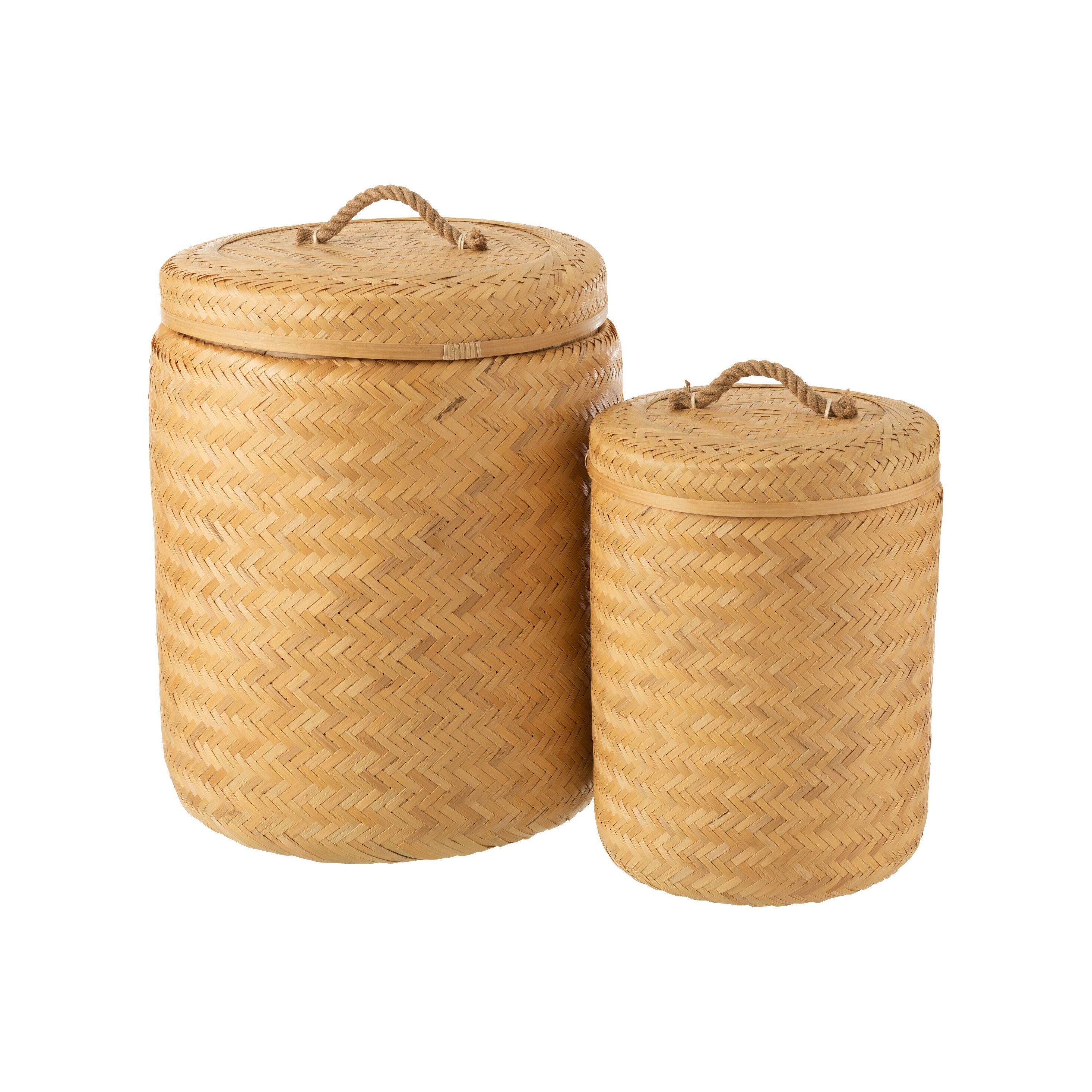 Storage Baskets Round Bamboo Natural