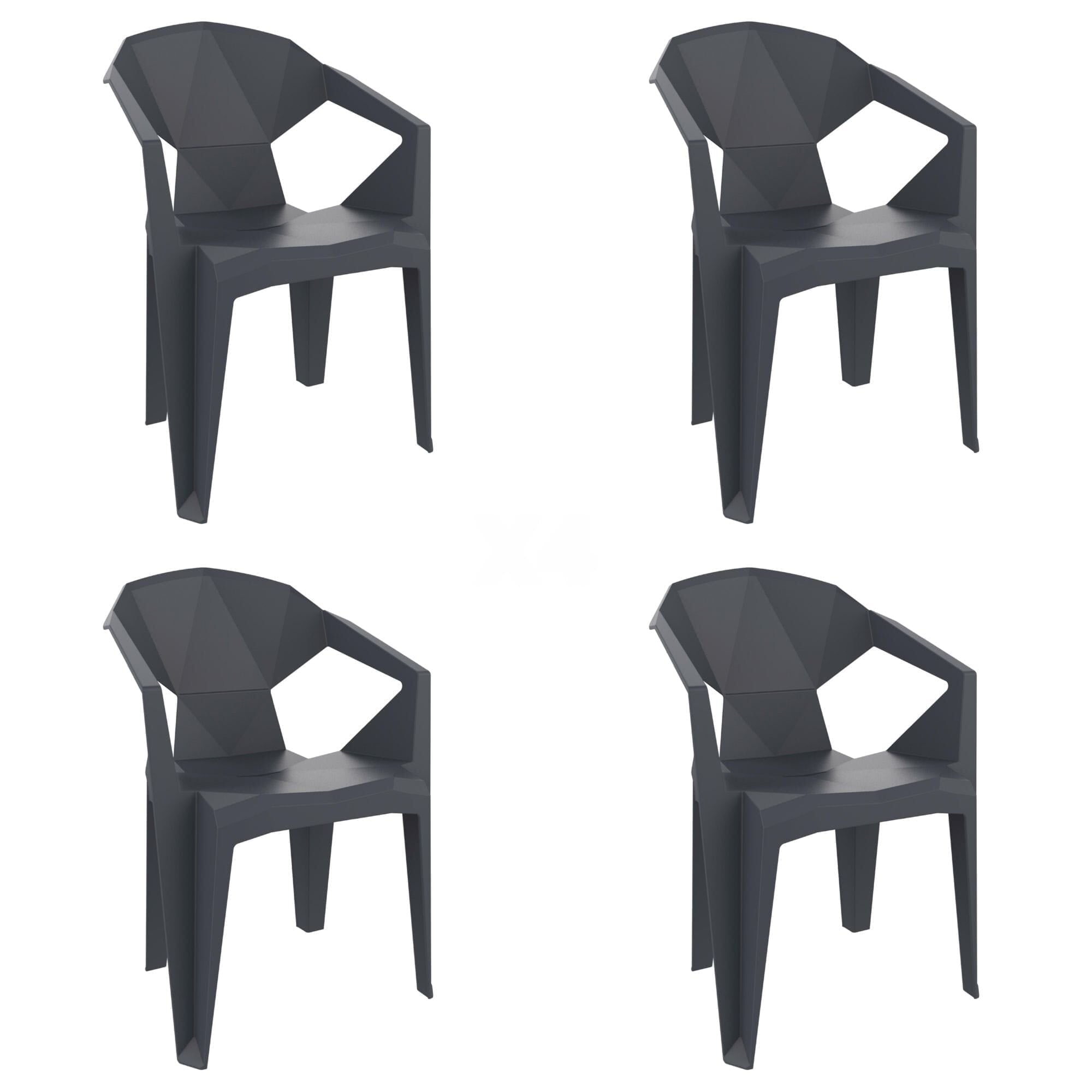 Garbar Delta armchair set 4 dark gray