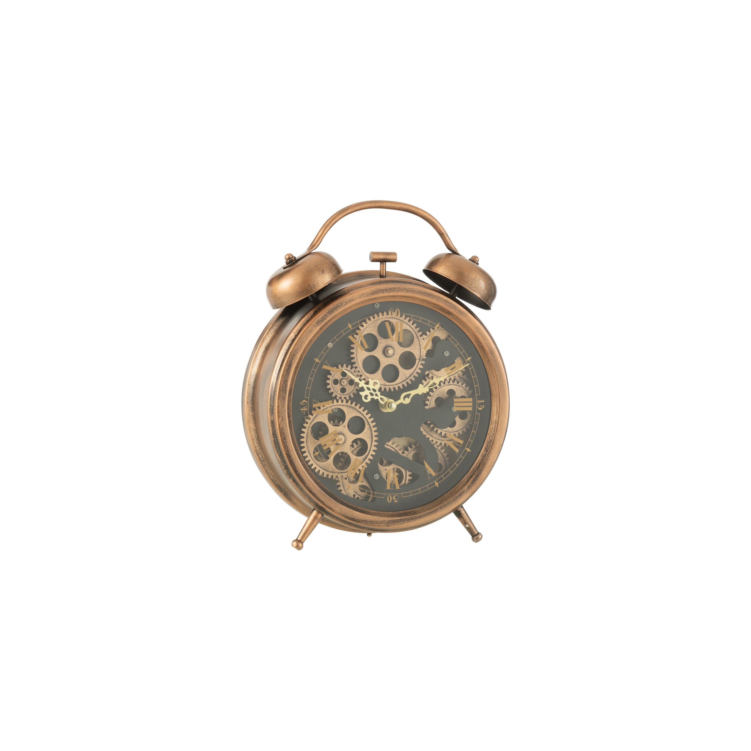 Clock Alarm Clock Roman Numerals Gears Metal Copper Medium