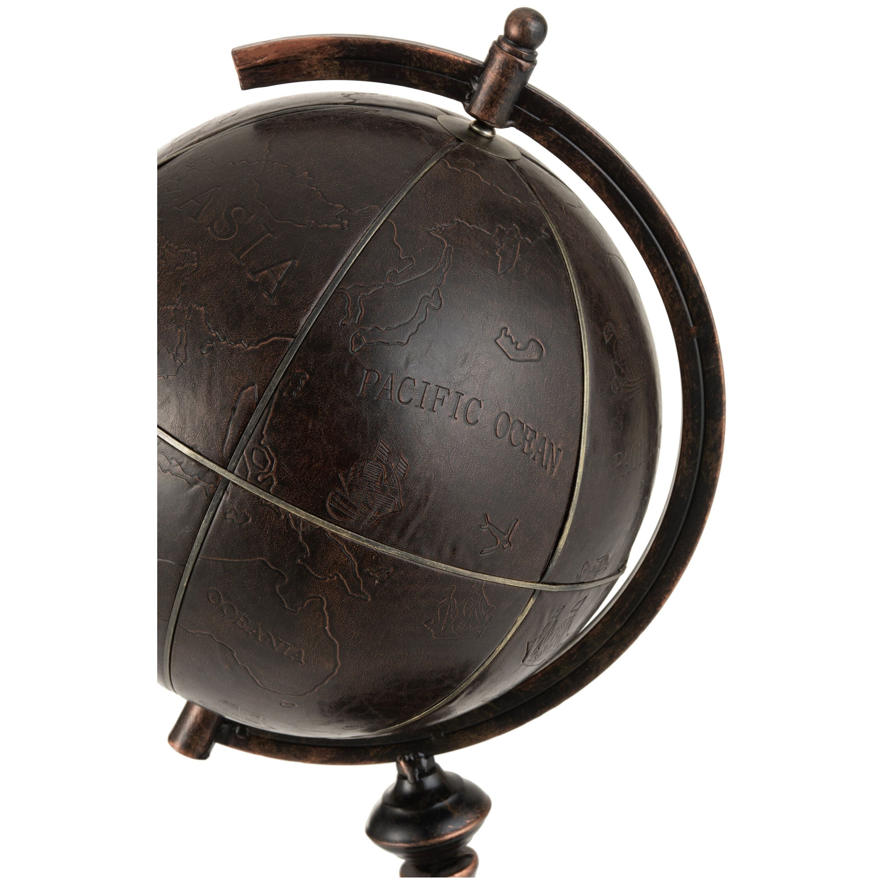 Globe Engraving Metal Dark Brown