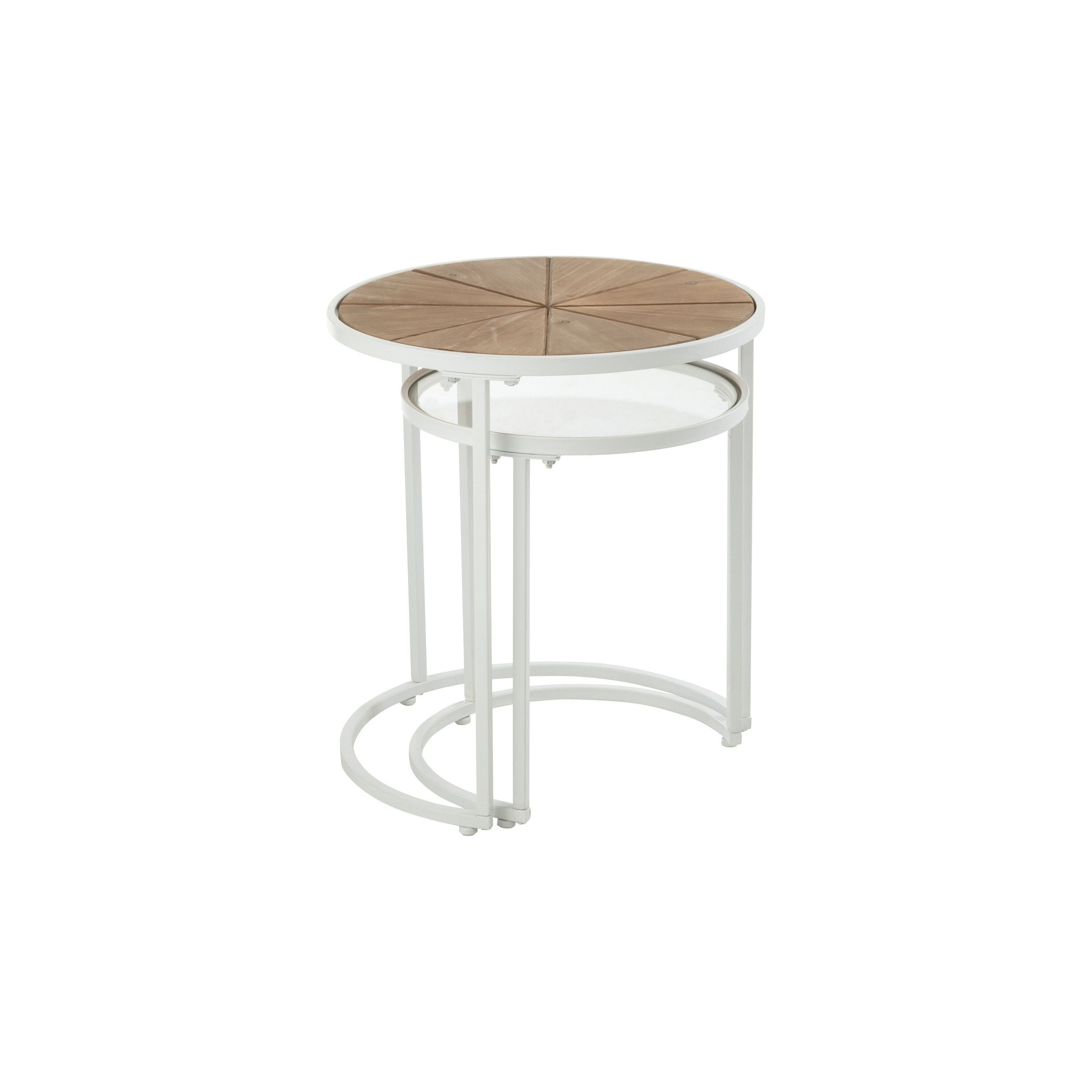 Set Of Two Side Tables Lounge Metal/wood White/natural