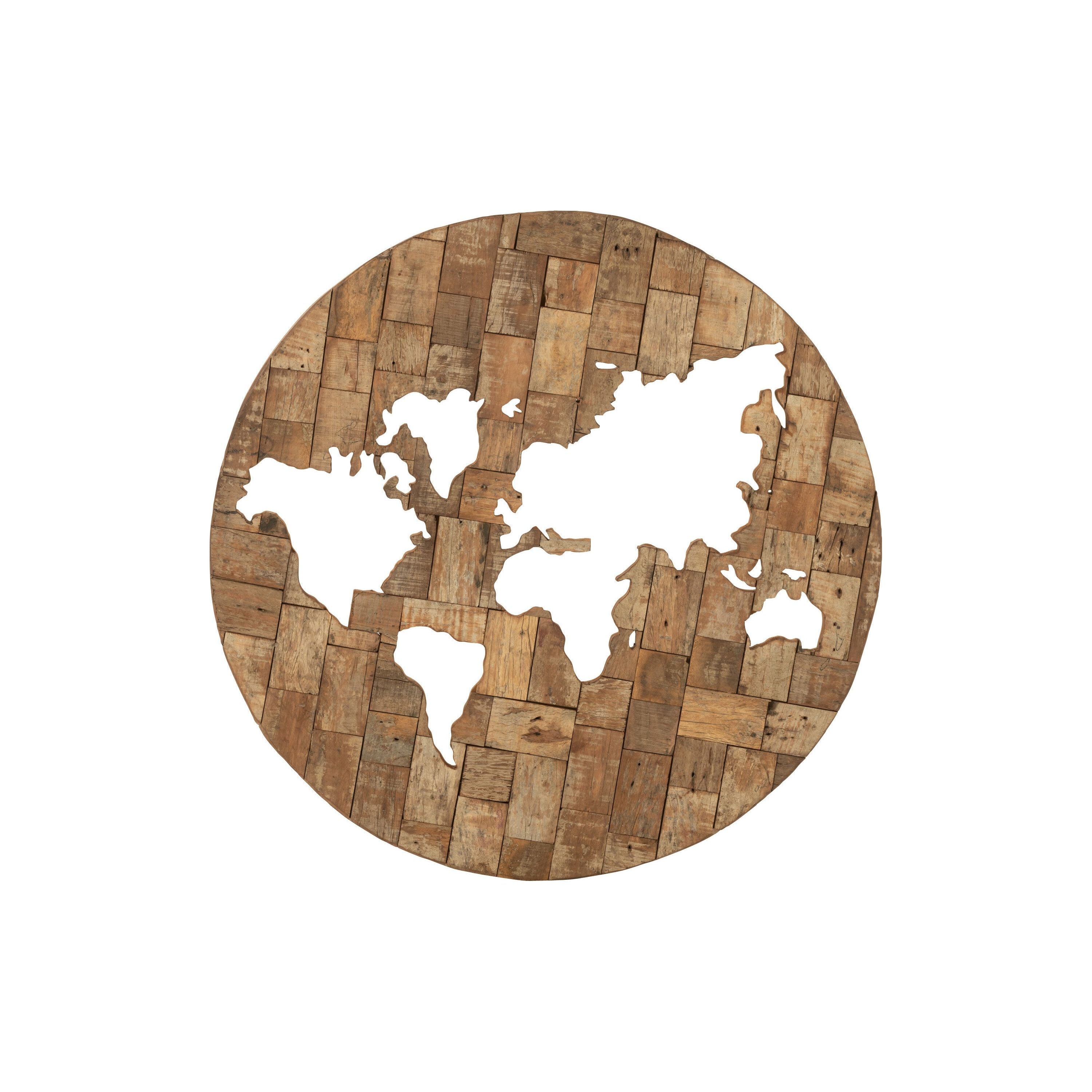 Wall decoration World Map Wood Brown