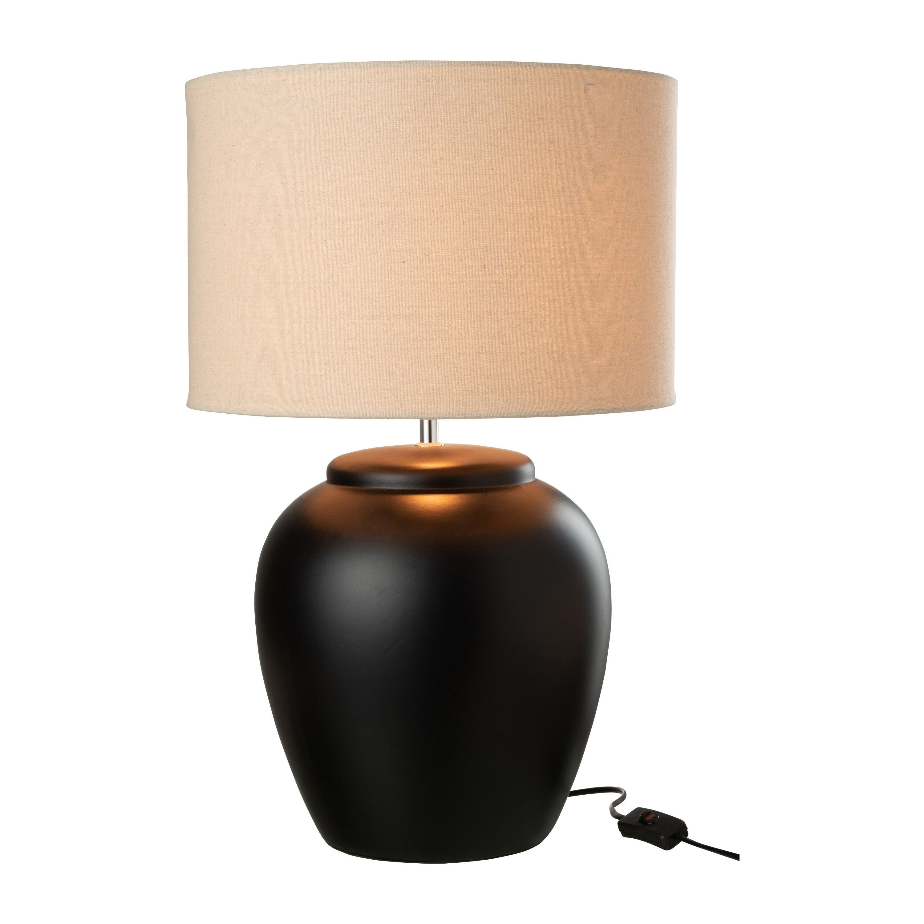 Lamp Meli + Shade Ceramic Linen Black Large
