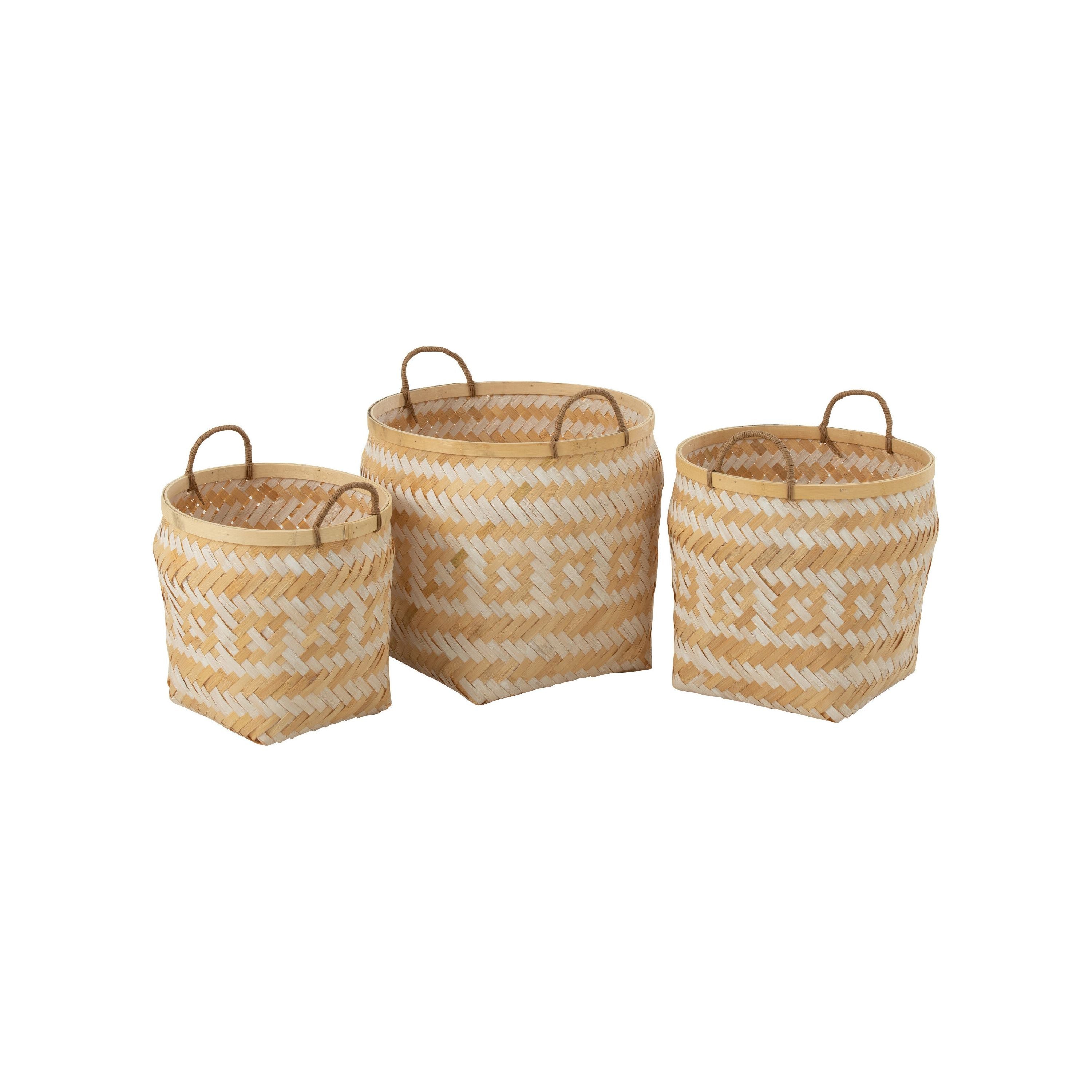 Basket Patterns Handles Bamboo Natural/white