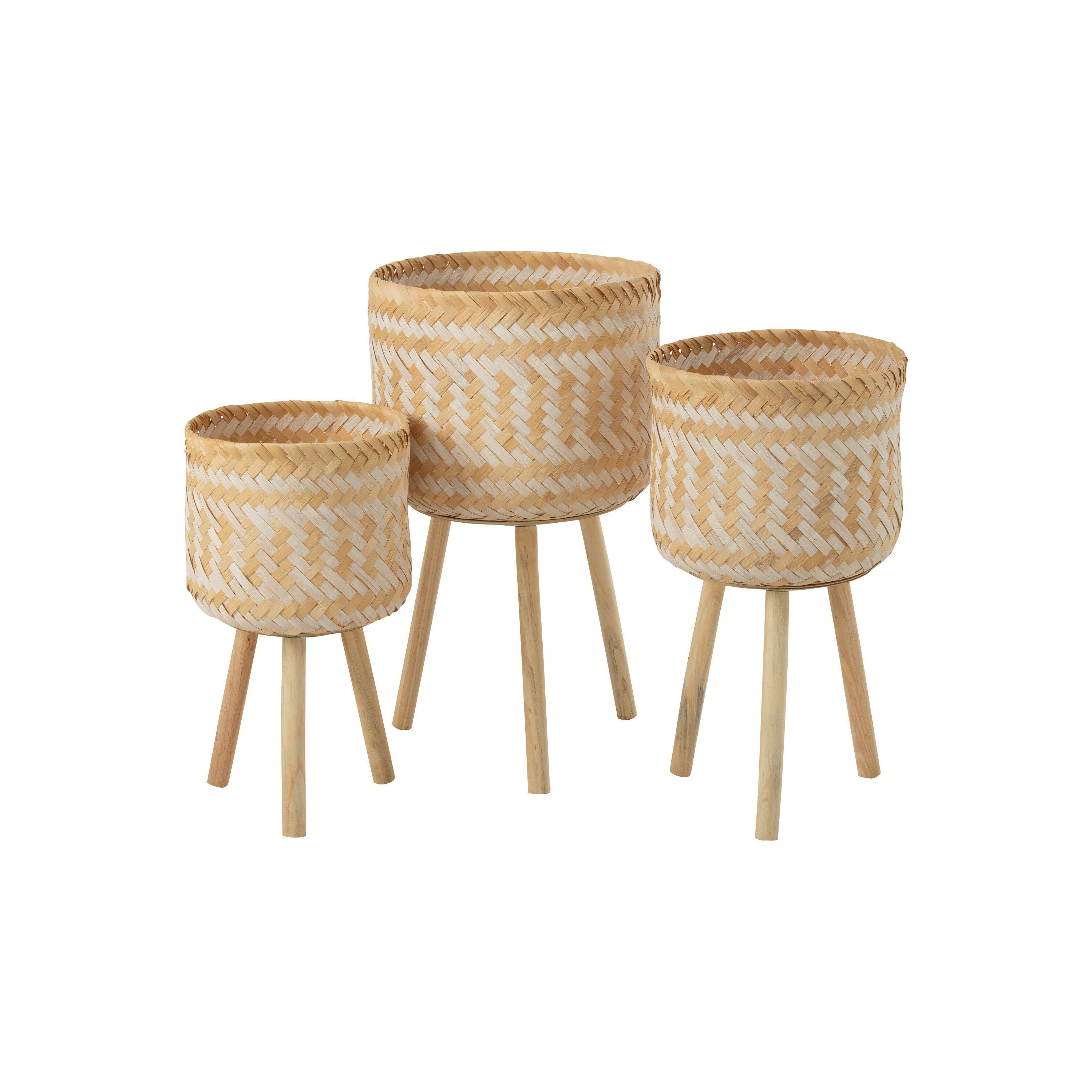 Basket Patterns 3 Legs Bamboo Natural/white