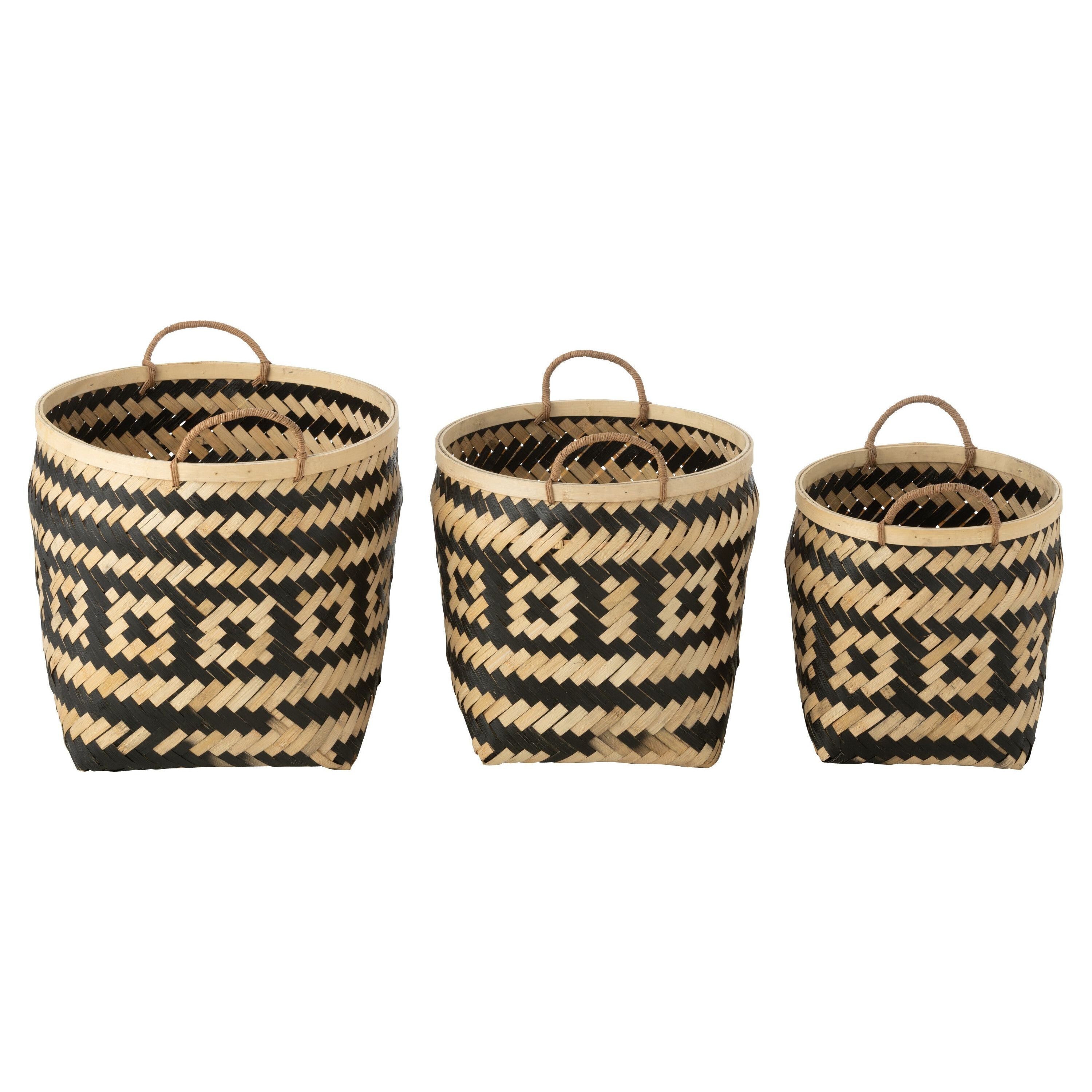 Basket Patterns Handles Bamboo Natural/black