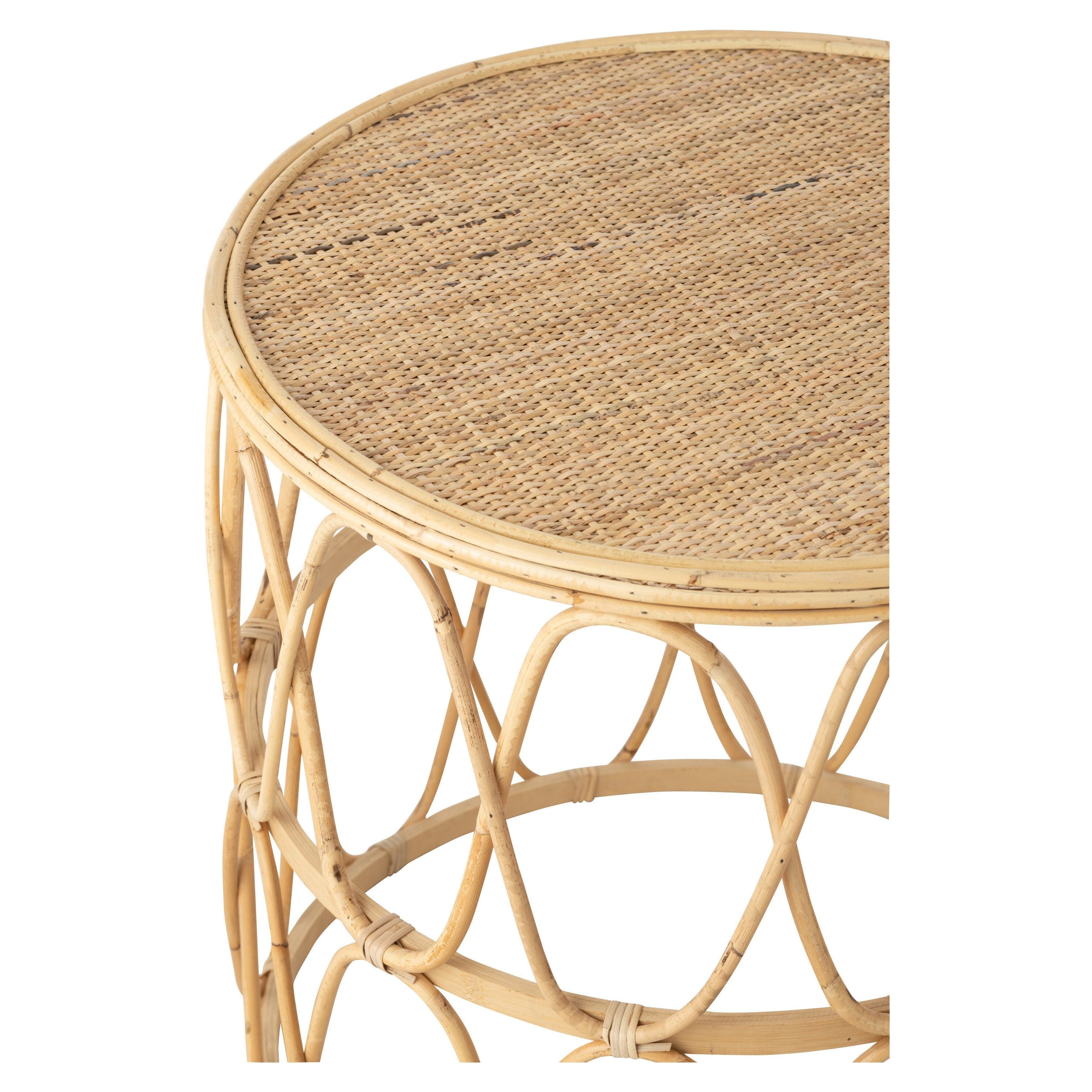 Side table Wave Pattern Rattan Natural