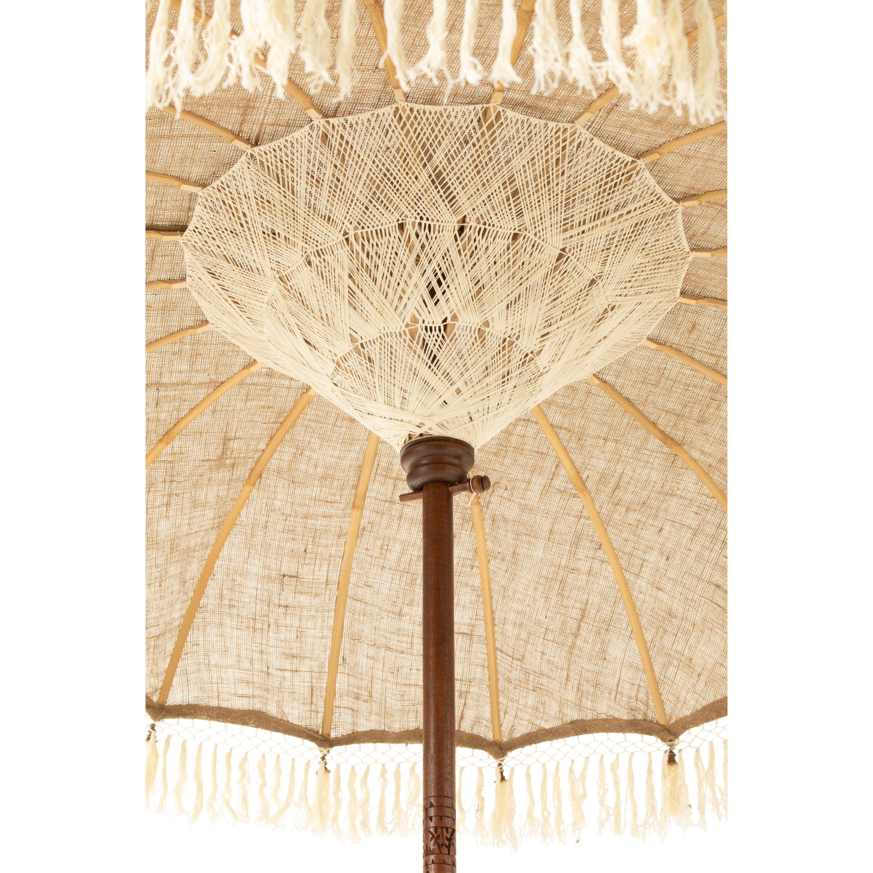 Parasol Brush Jute/wood Beige/white Large