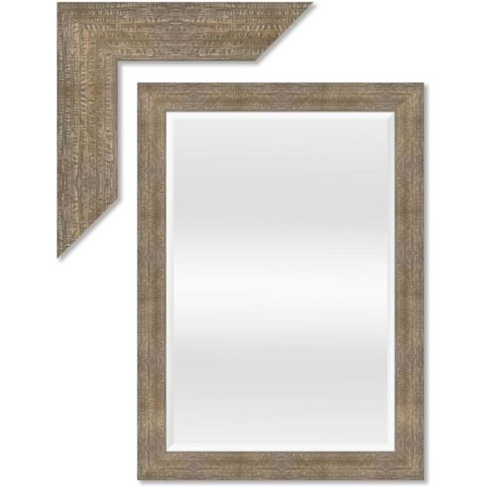 Mirror with facet, 44x105cm incl. frame. Brown