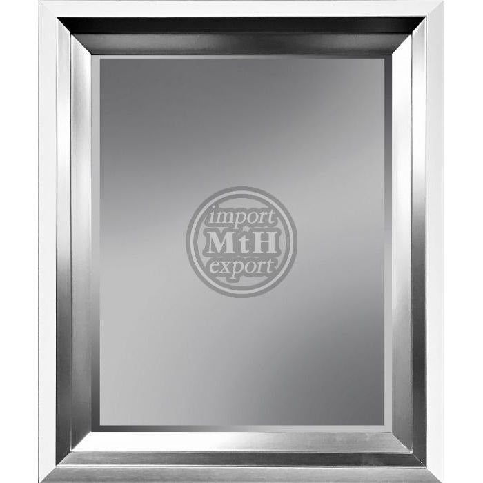 Mirror with facet, 42x132cm incl. frame. White-Silver