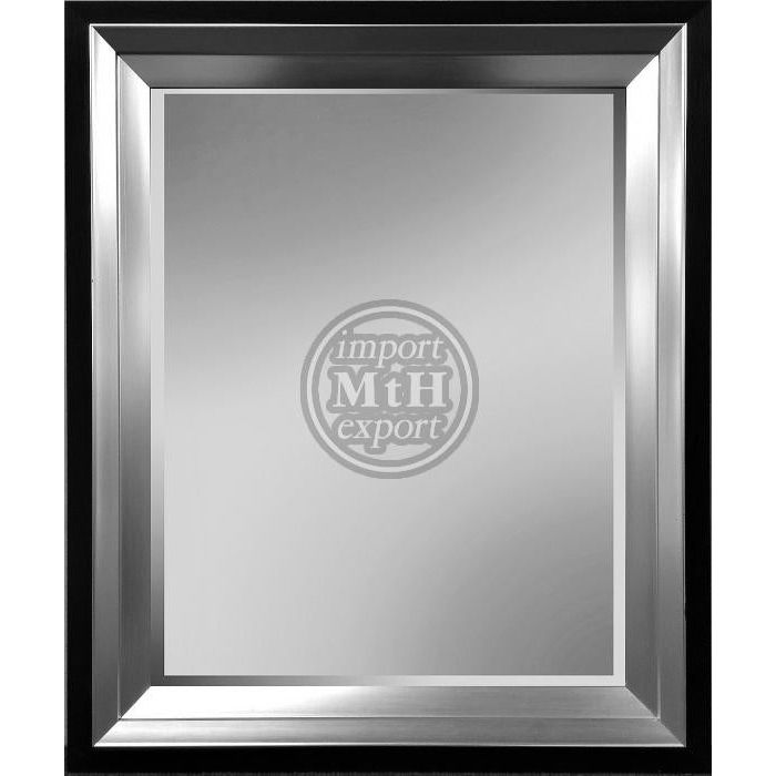 Mirror with facet, 56x66cm incl. frame. Black-Silver