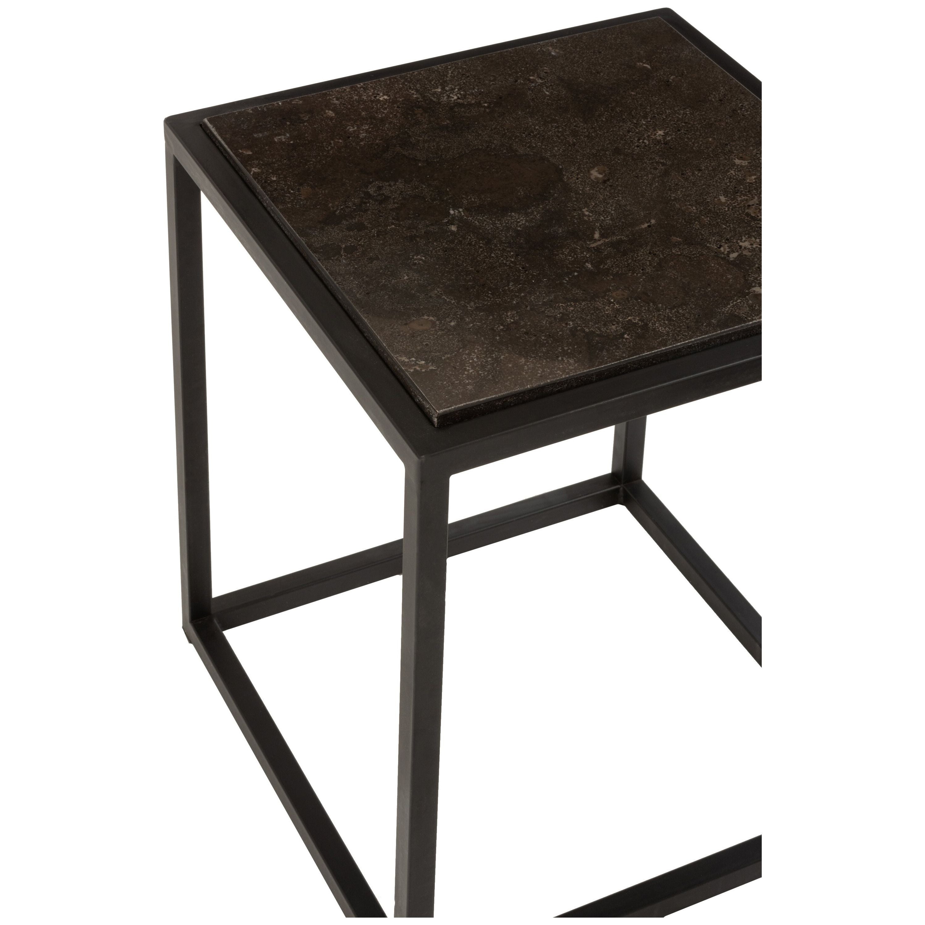 Side Table Low Square Metal Black