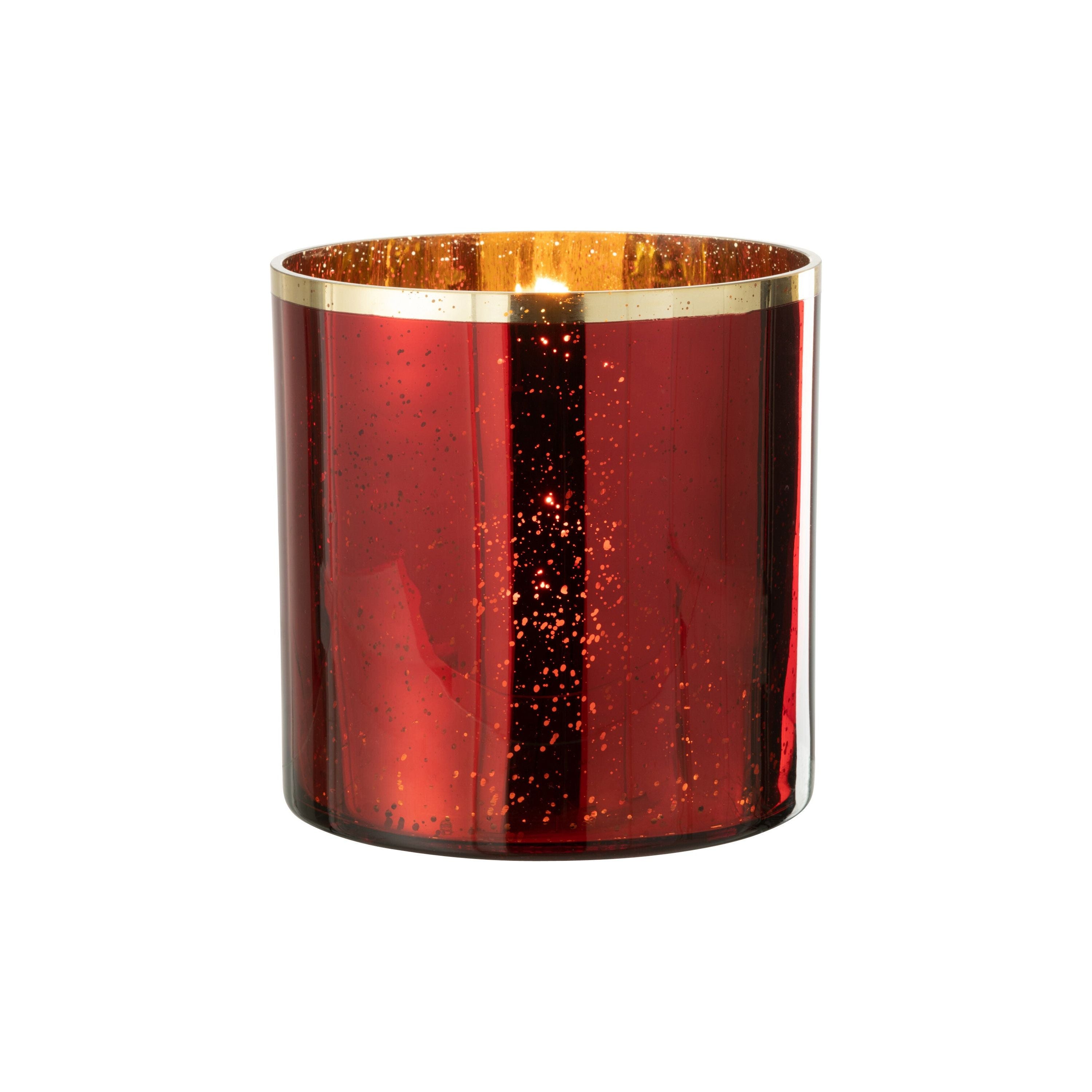 Windlicht Goud Rand Glas Rood Extra Large
