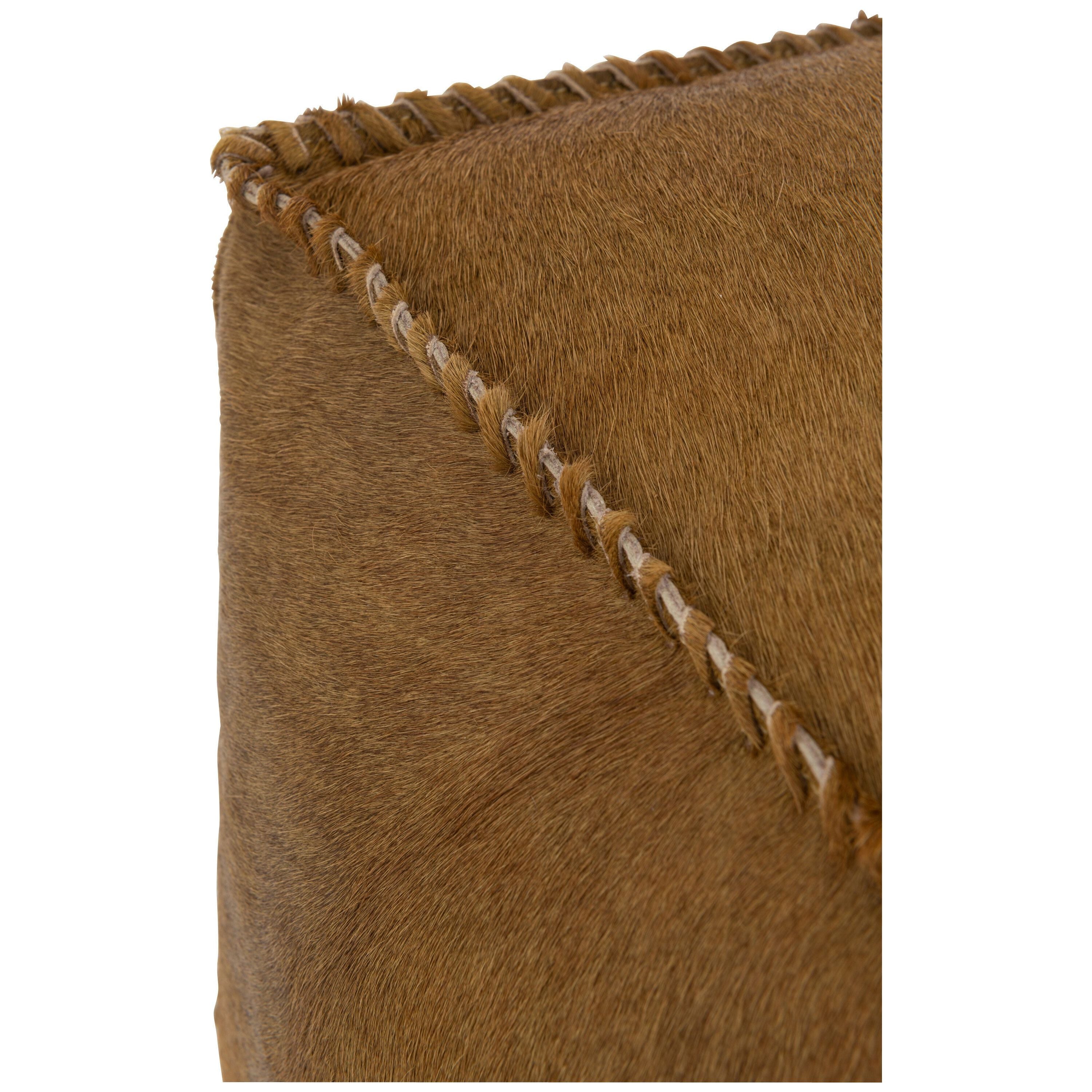 Pouf Cowhair Leather Dark/camel