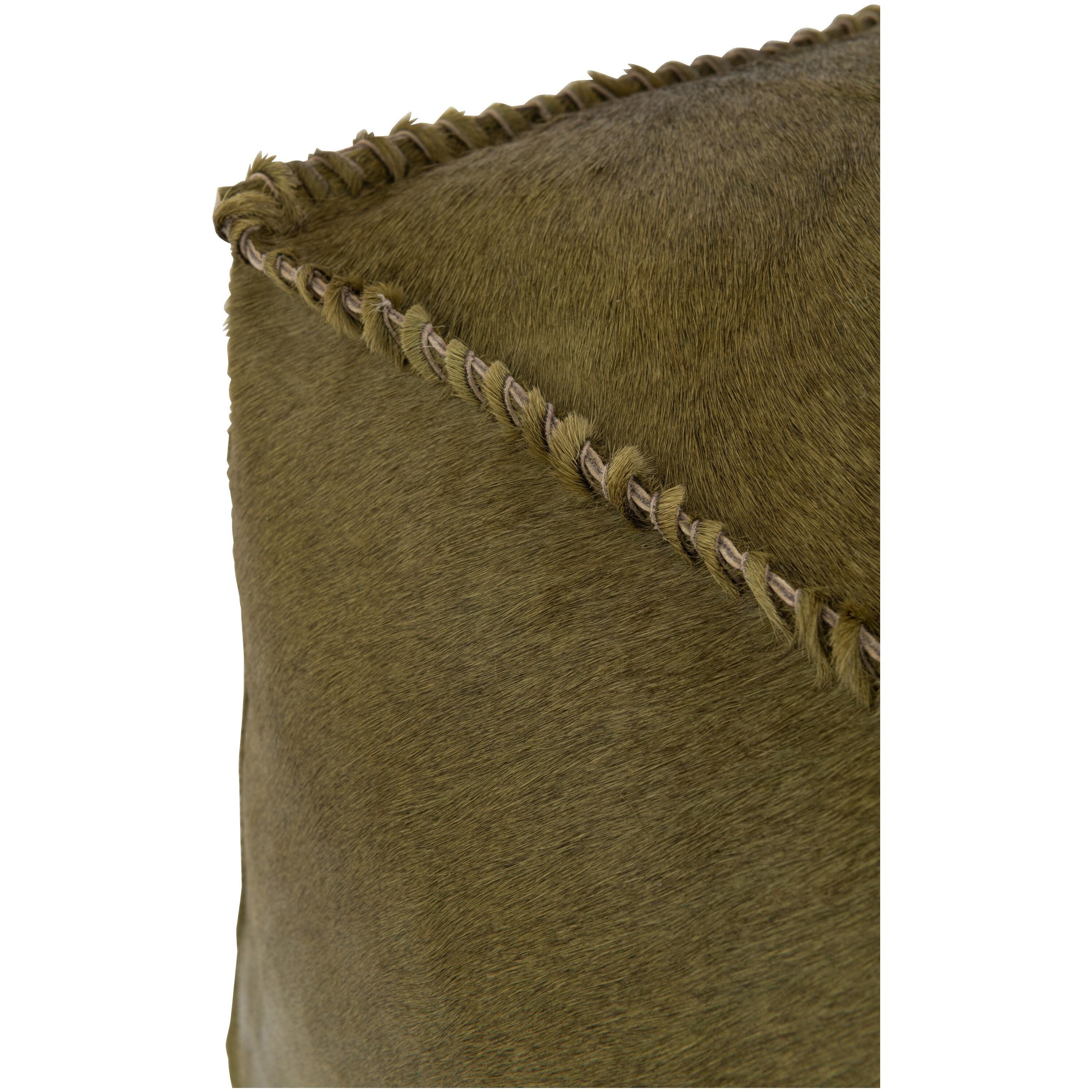 Pouf Cowhair Leather Olive