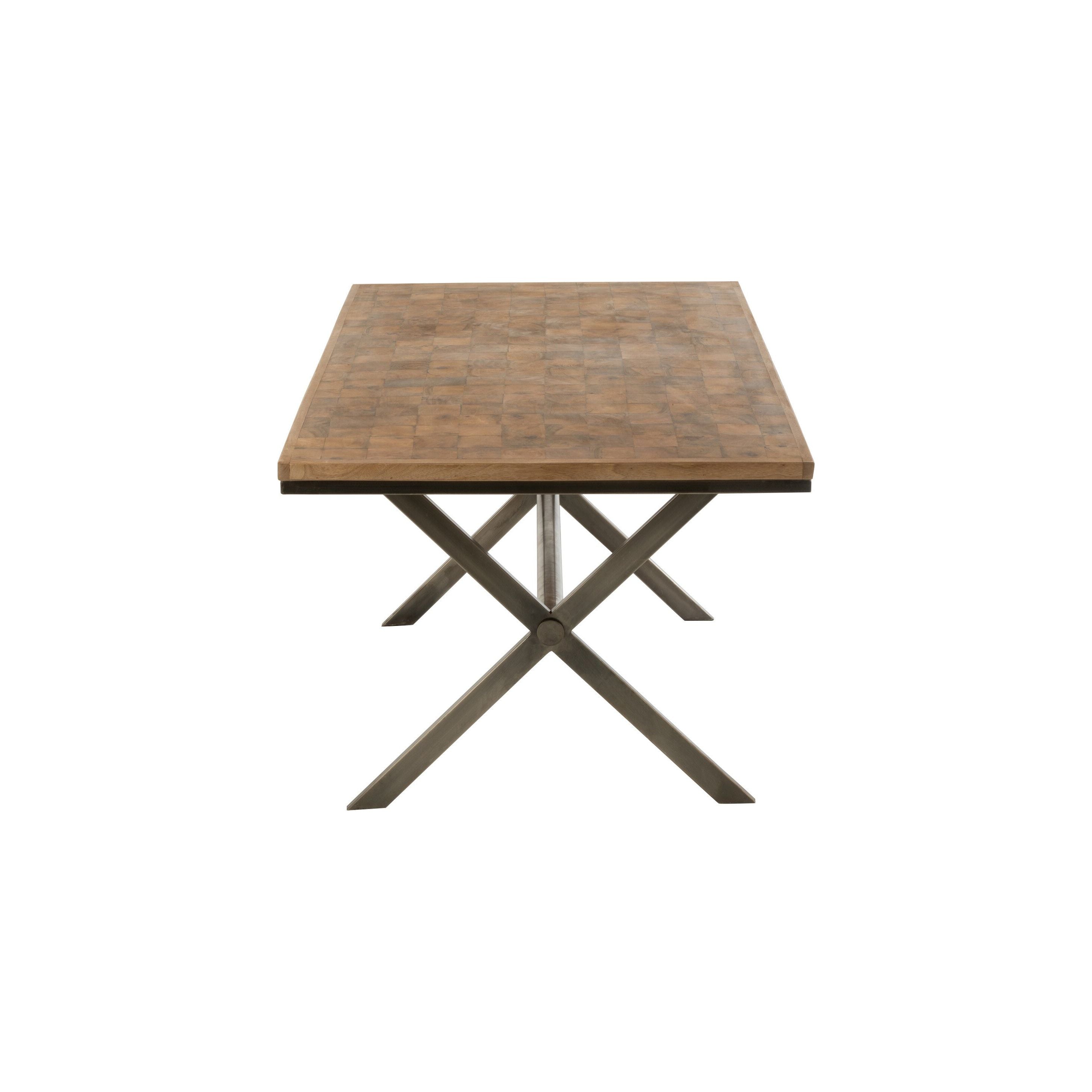 Dining table Yoni Metal/mango wood Natural/grey