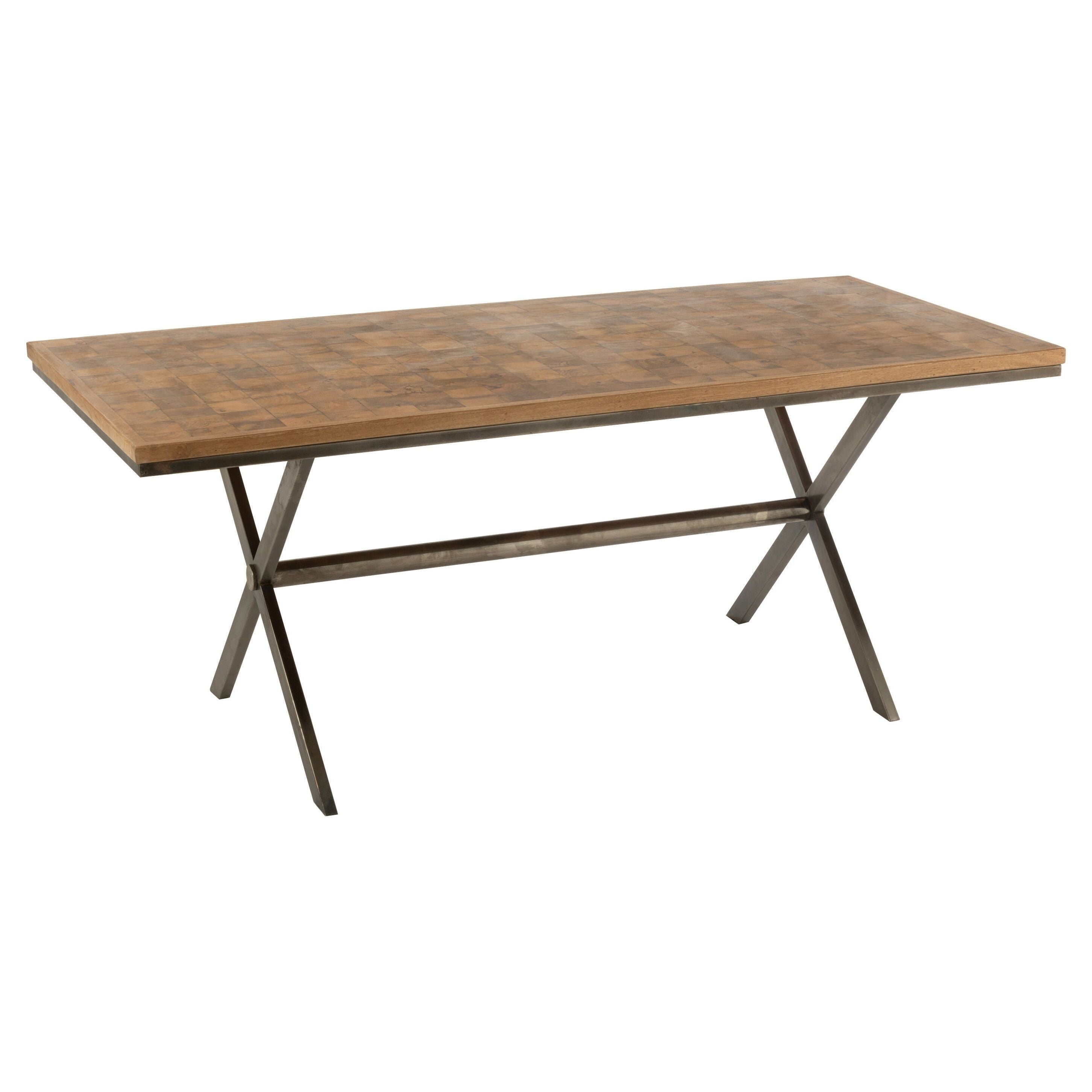 Dining table Yoni Metal/mango wood Natural/grey