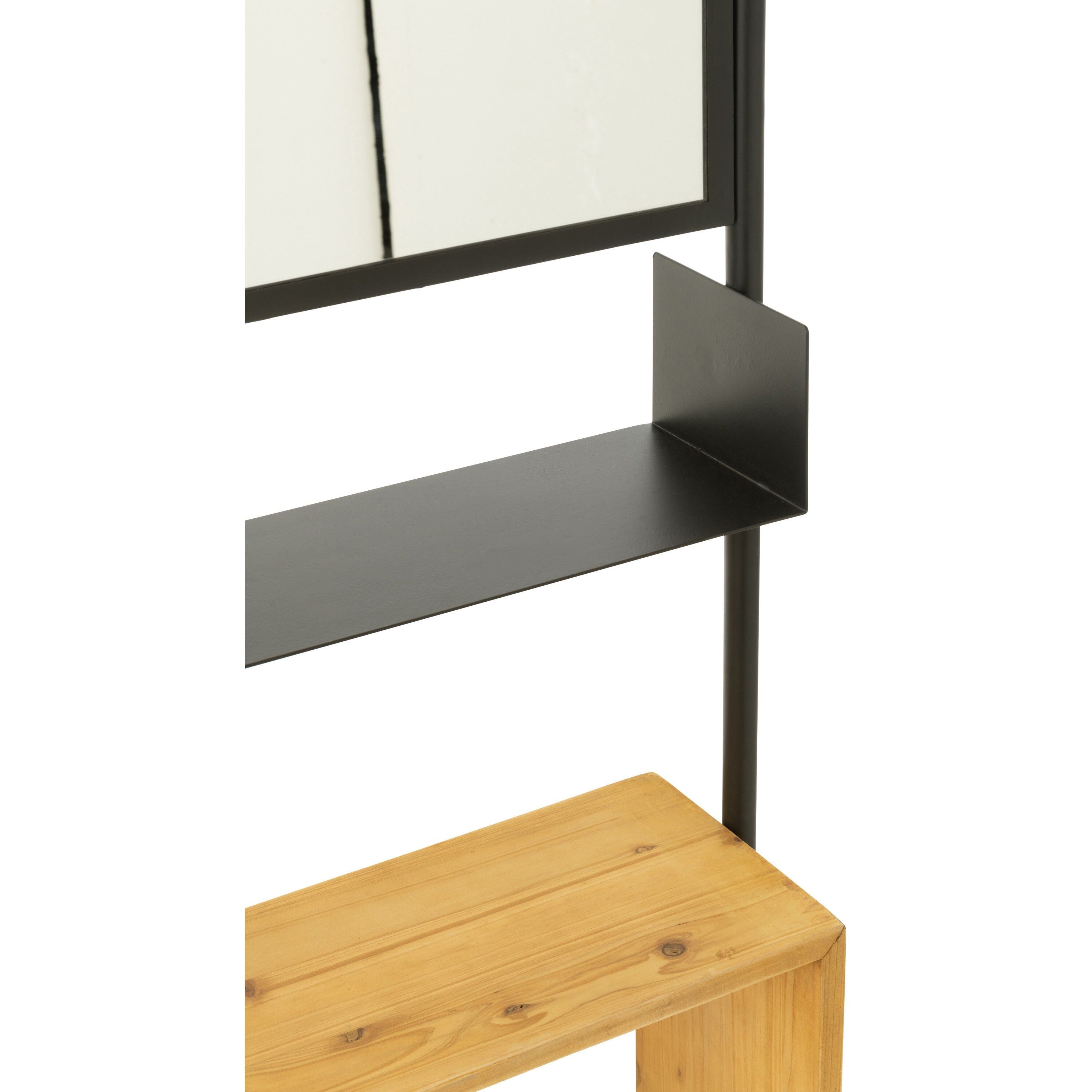 Wall Shelf With Mirror Tina Wood/iron Black/natural