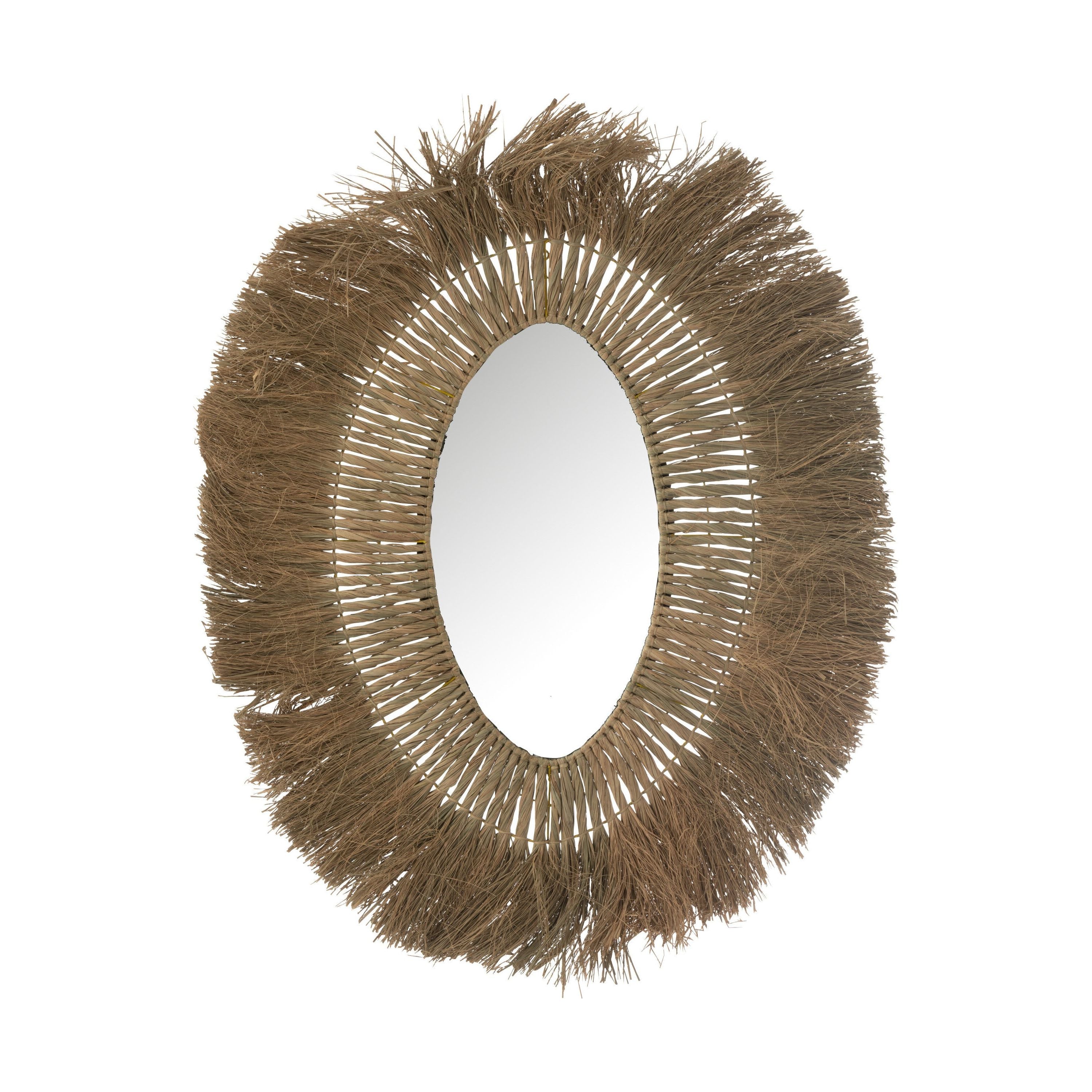 Mirror Oval Braided Grass Natural