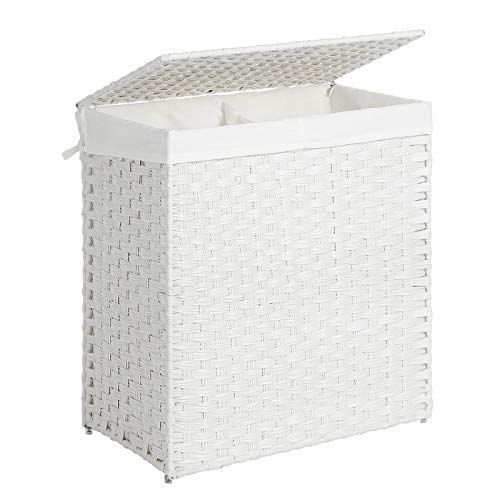 Synthetic rattan laundry basket with lid and handles -