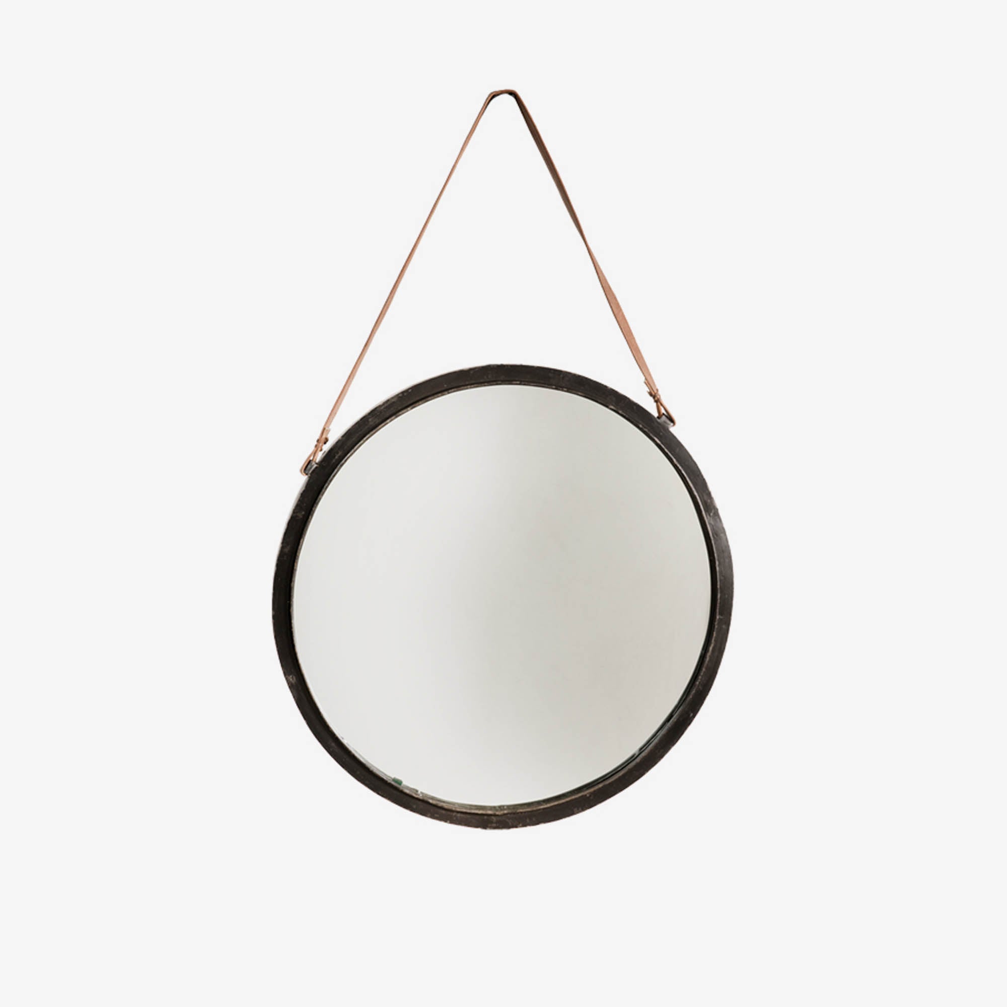 Mirror with leather cord