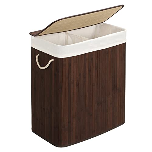 Laundry Basket with 2 Sections Brown