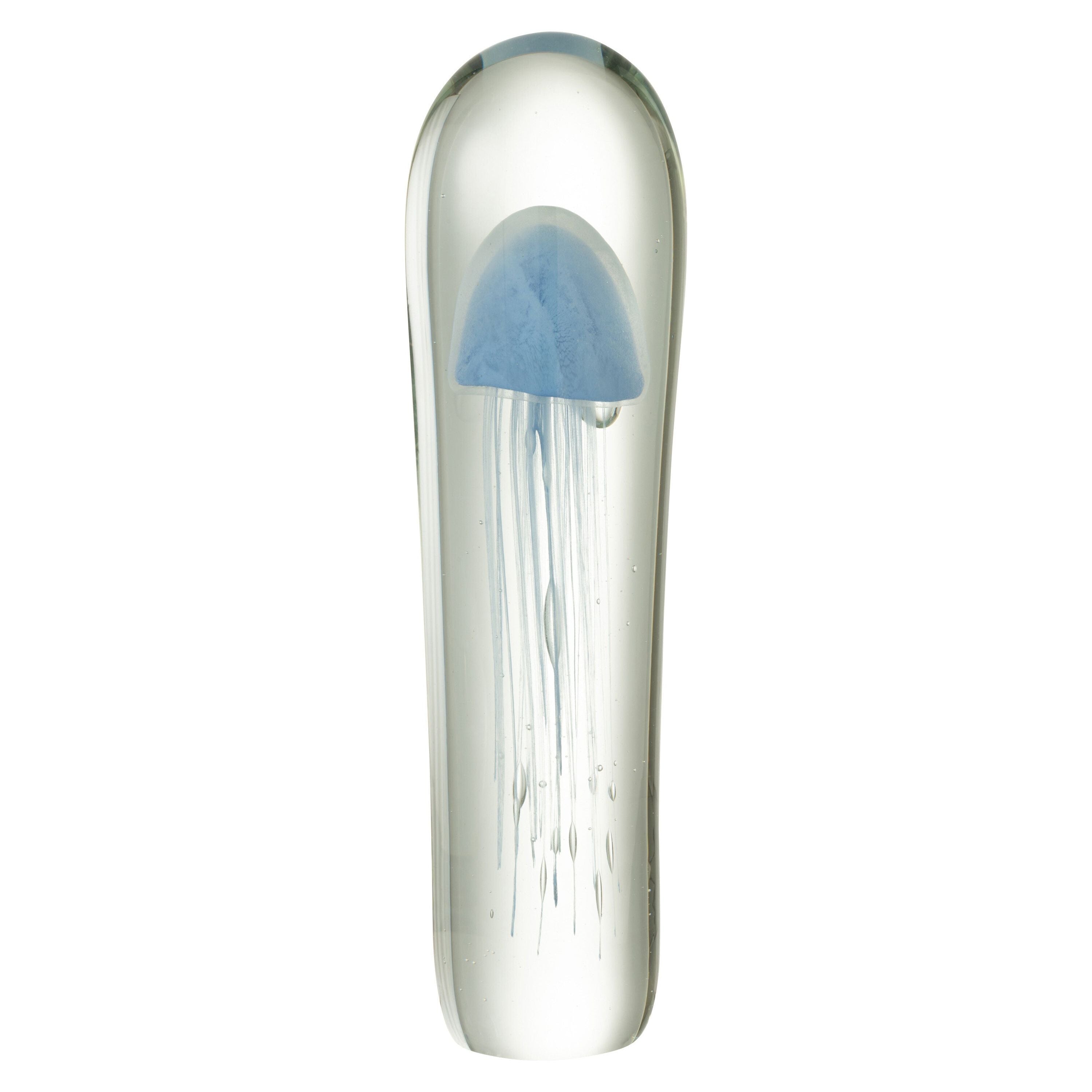 Paperweight Jellyfish Glass Blue Extra Large