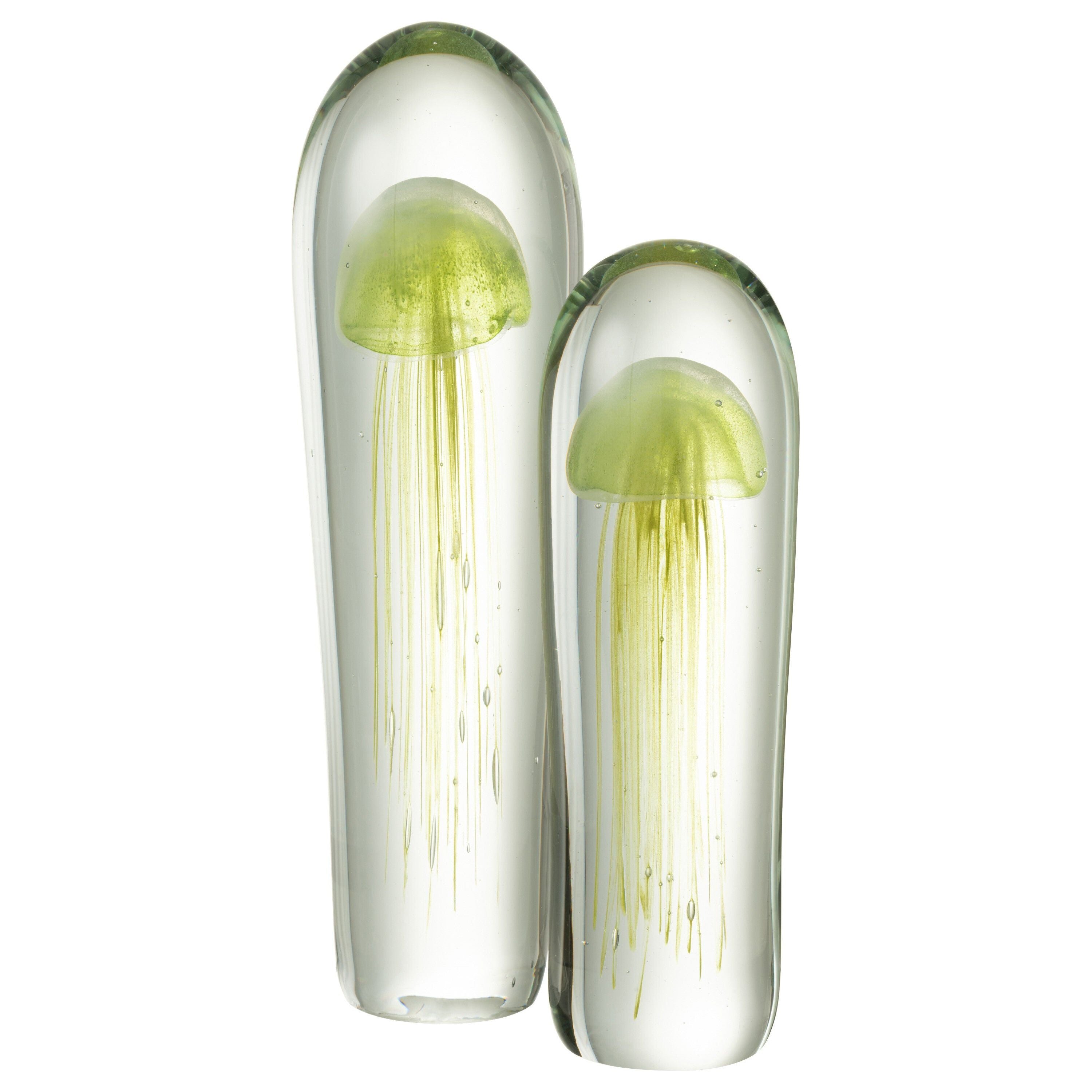 Paperweight Jellyfish Glass Green Extra Large